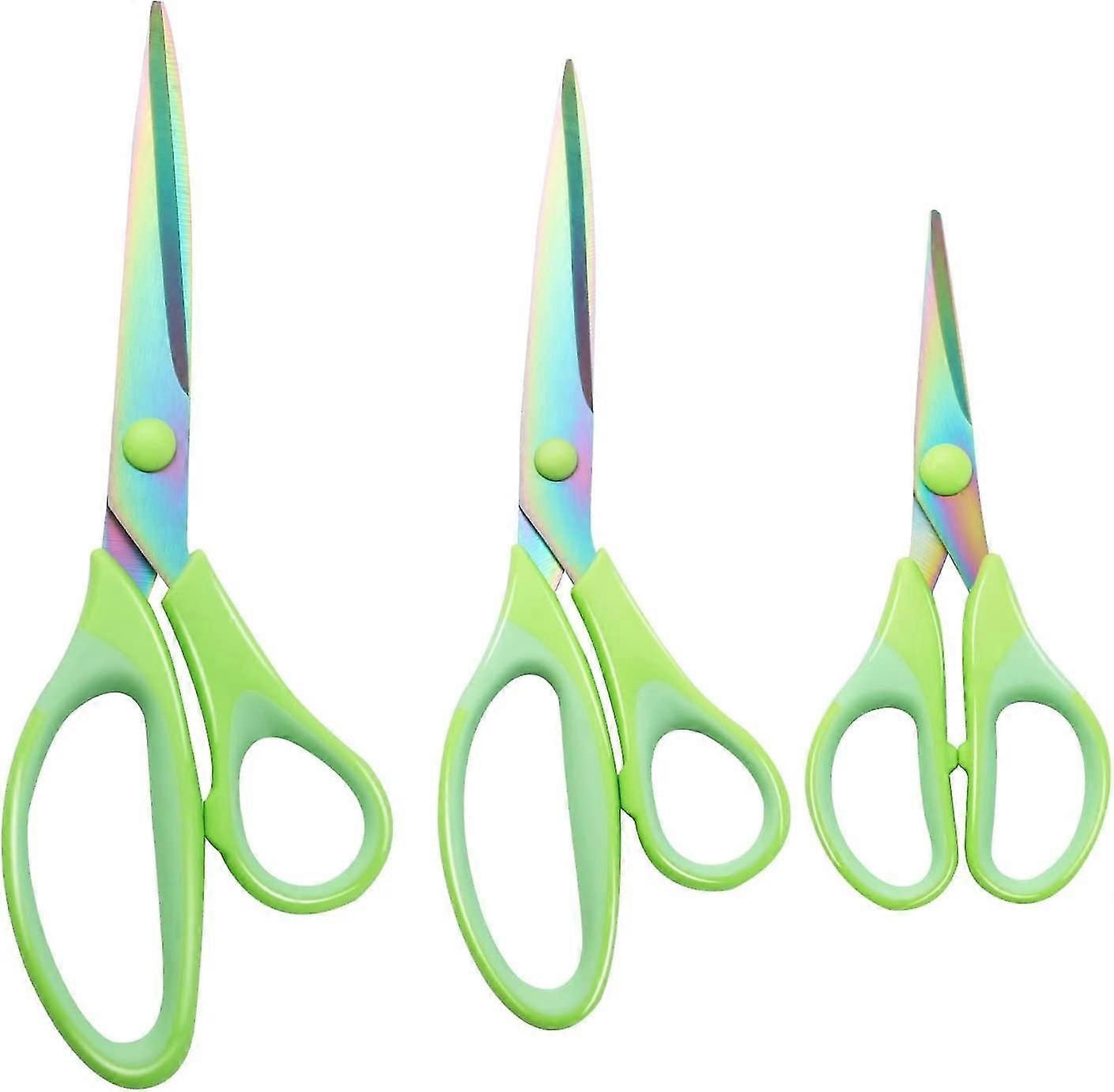 3 Pcs Scissors, Multi-purpose Scissors Set Scissors Stationery With Sharp Titanium Blades(green)
