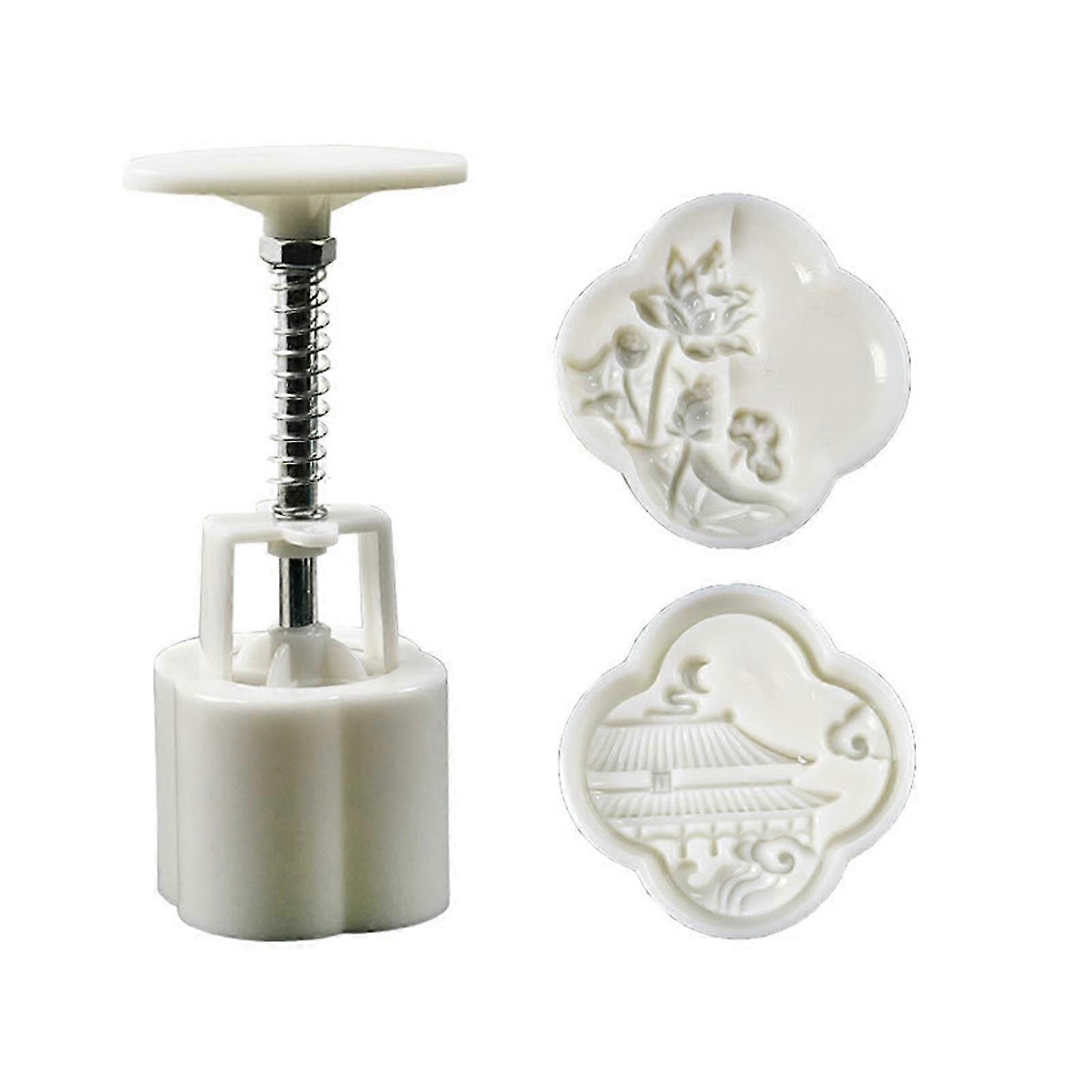 Lotuses Mung Bean Cake Mold Set Cake Model Printed with Embossed Ice-skin Pastry Baking Tool Cookie Dessert Cutter Edition 1107