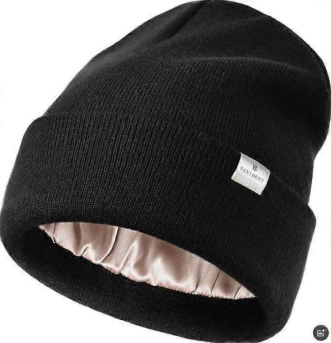 Satin Lined Knit Beanie Hat