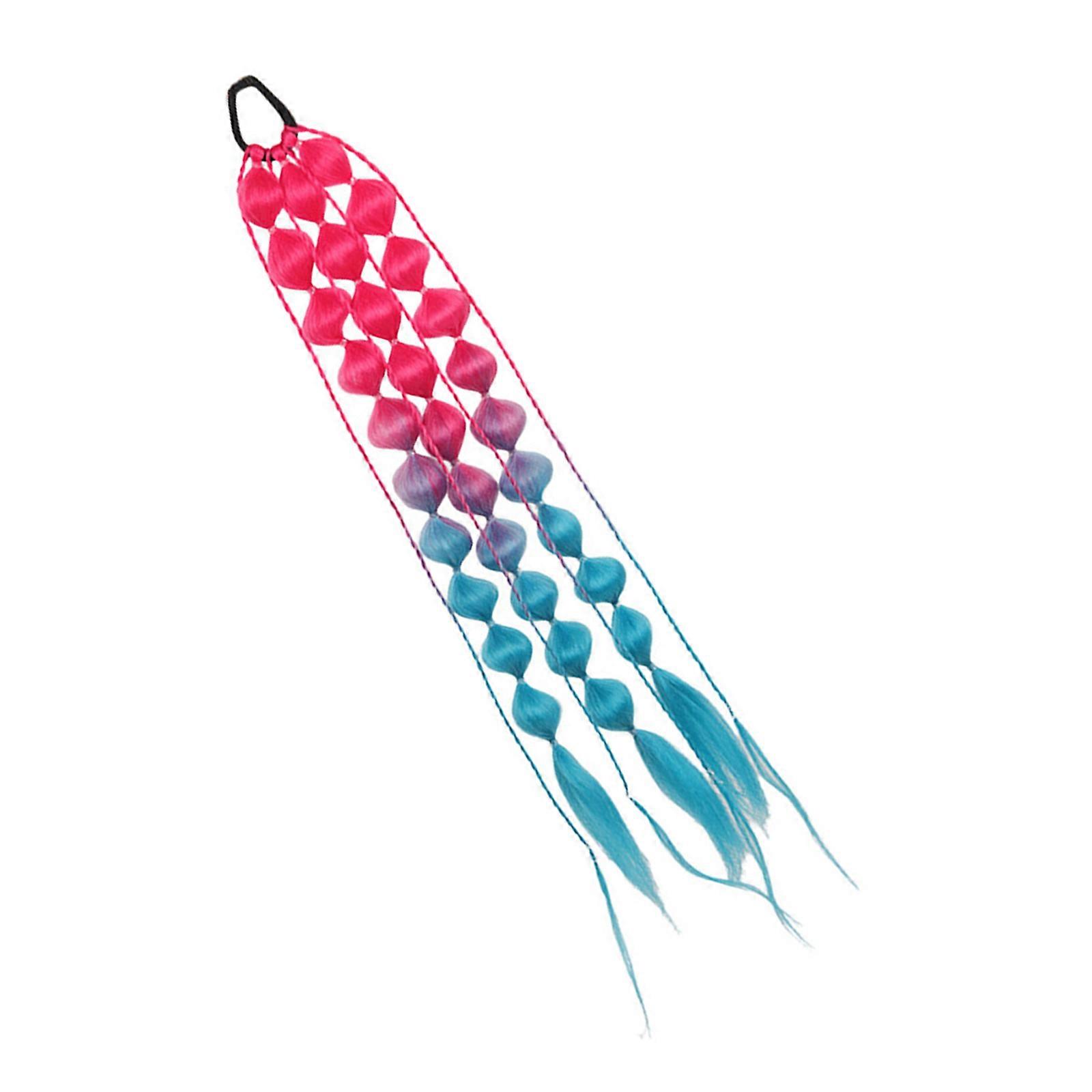 Stylish Double Braid Synthetic Ponytail Wigs Low Maintenance Washable For Fashion Enthusiasts And Students  Rose Red Lake Blue