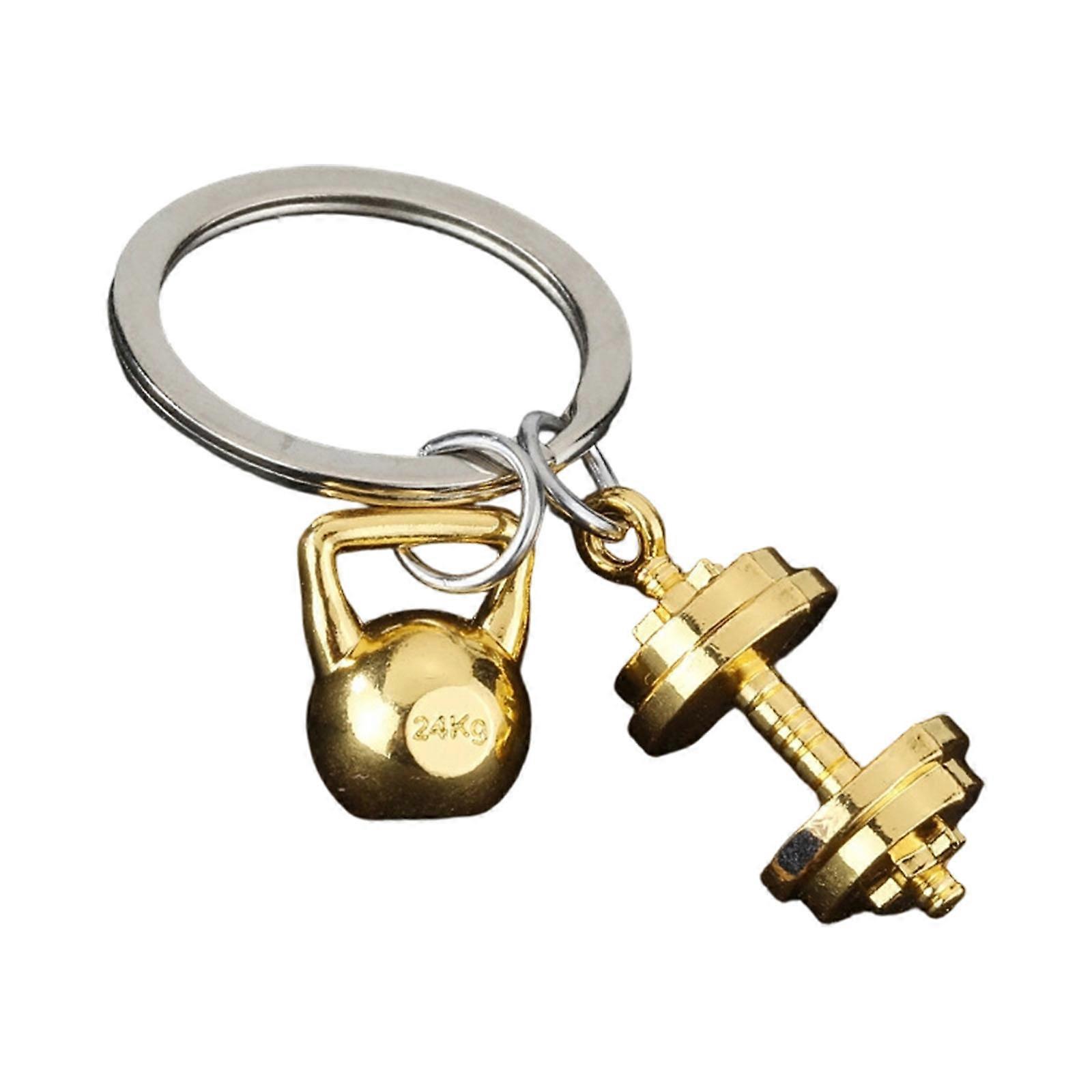 Porte-clés haltère en alliage de zinc, cadeau idéal pour les passionnés de fitness et de musculation. Accessoire d'entraînement élégant et robuste, multicolore.