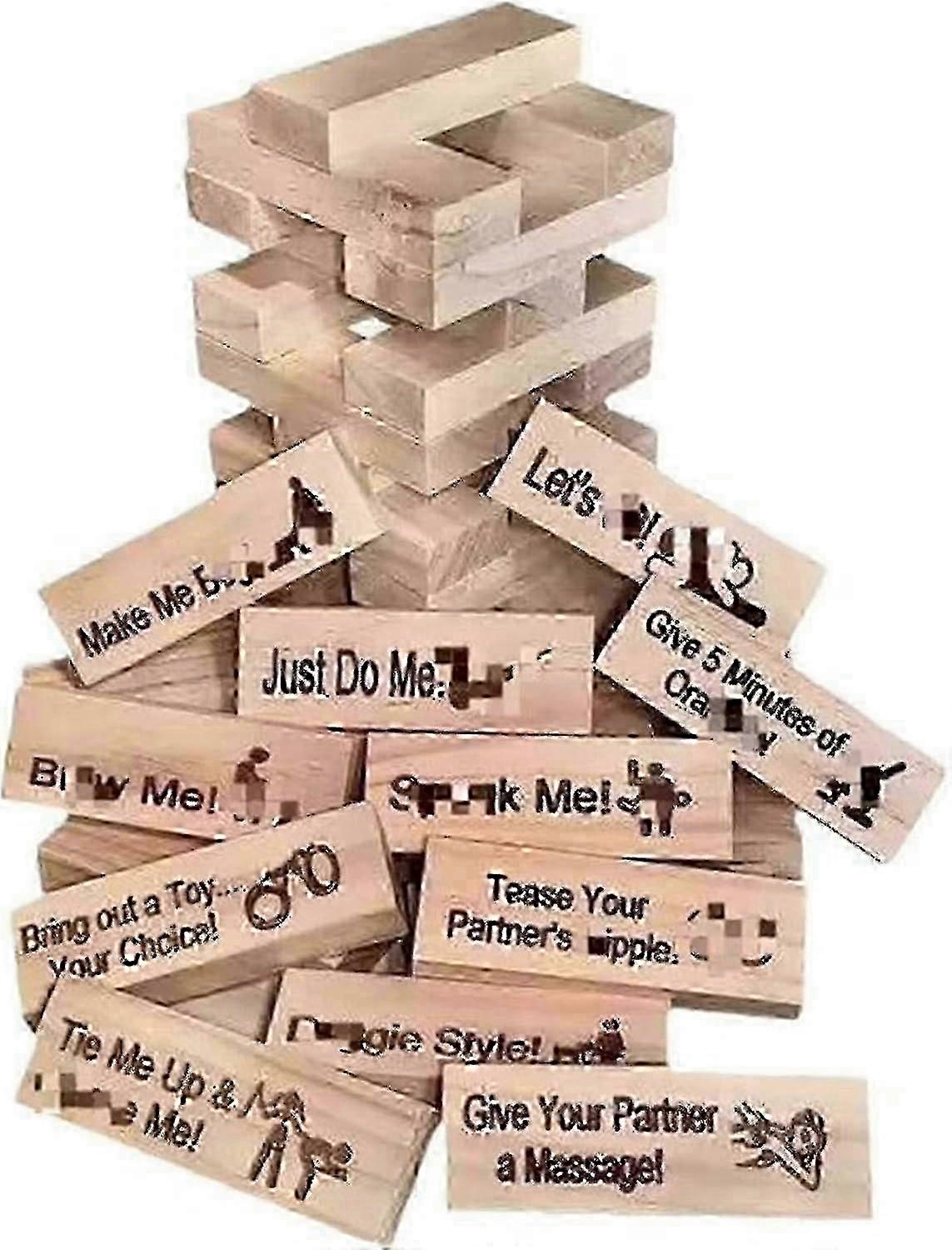 48pcs Super Naughty Block Tower Game Funny Couple Stacking Tower With Truth Or Dare Questions And Ch