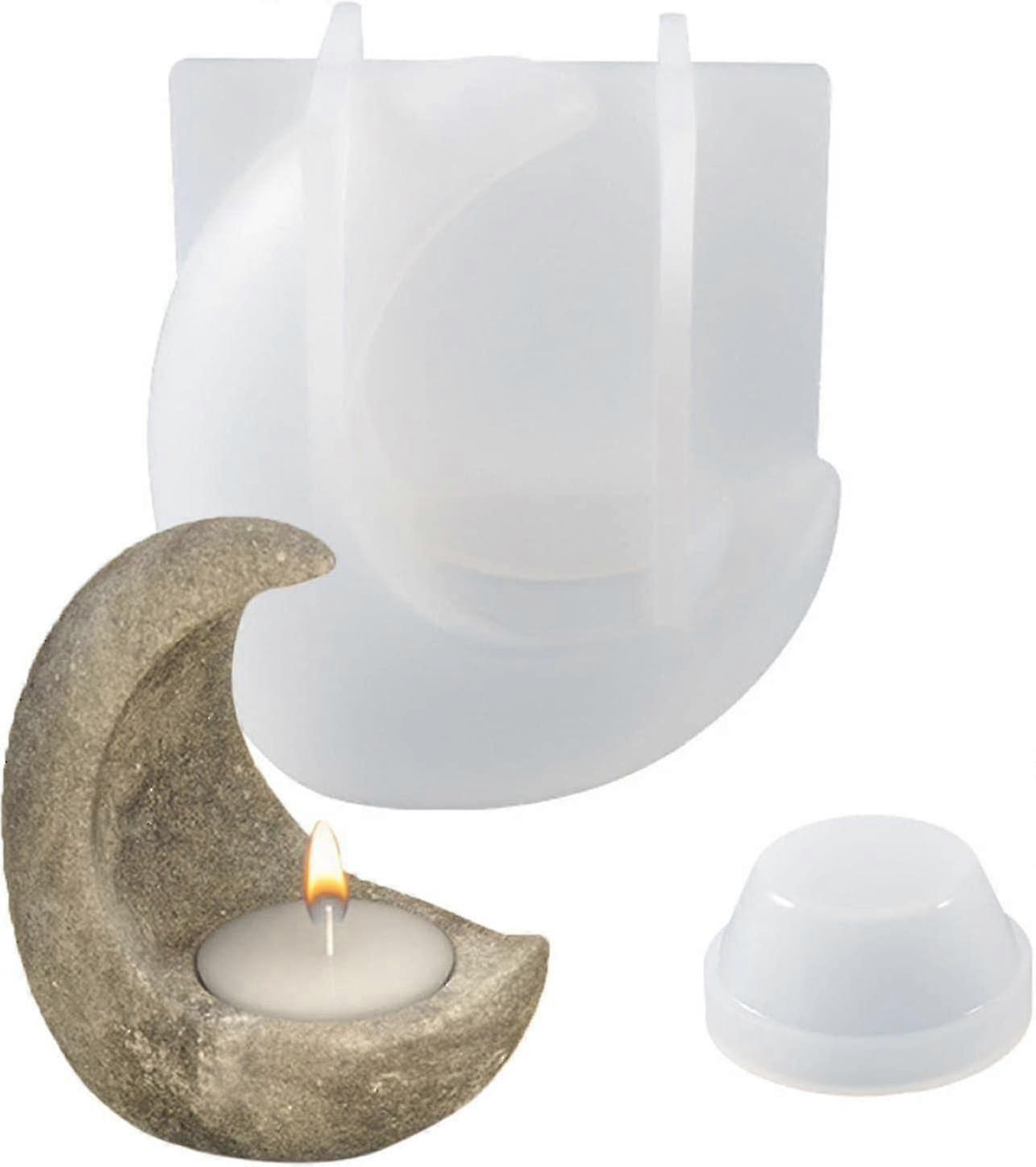 2pcs Moon Tealight Candles Holders Resin Mold, Silicone Casting Molds For Candle Holders, Moon Epoxy Resin Casting Molds For Diy Handicraft, Candlesti