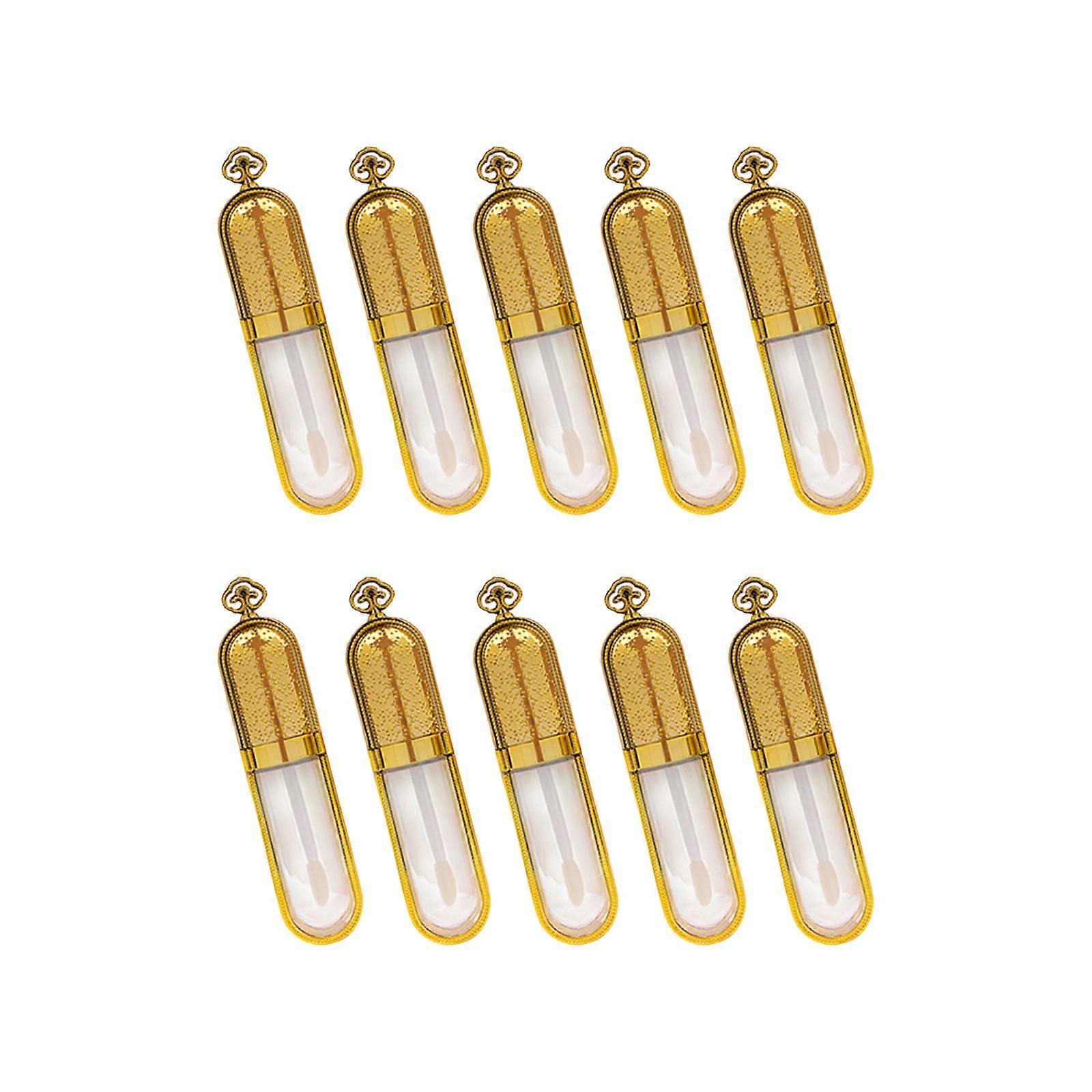 10pcs 5ml 8ml Empty Lip Gloss Tubes with Gold Lid and Soft Applicator Refillable Bottles for DIY Makeup and Daily Use Multicolor