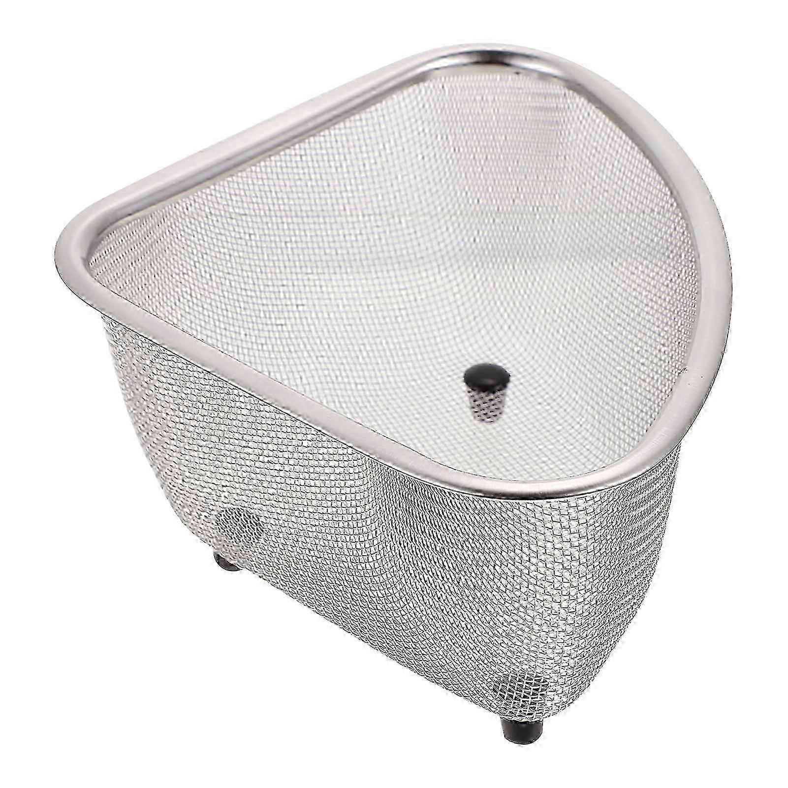 Sink corner mesh colander strainer basket for organizing sponges and collecting food scraps draining and rinsing