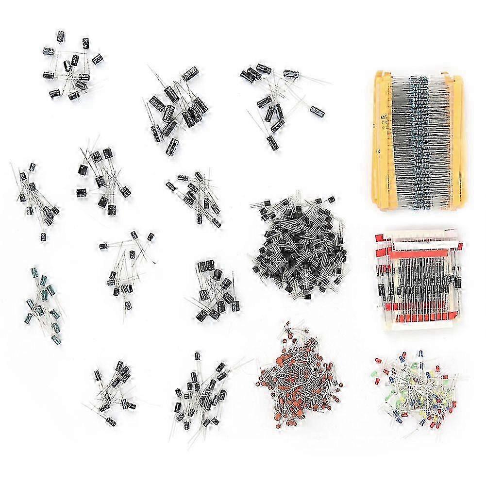 1390PCS Resistor Electrolytic Capacitor LED Diode Transistor Ceramic Capacitor Kit