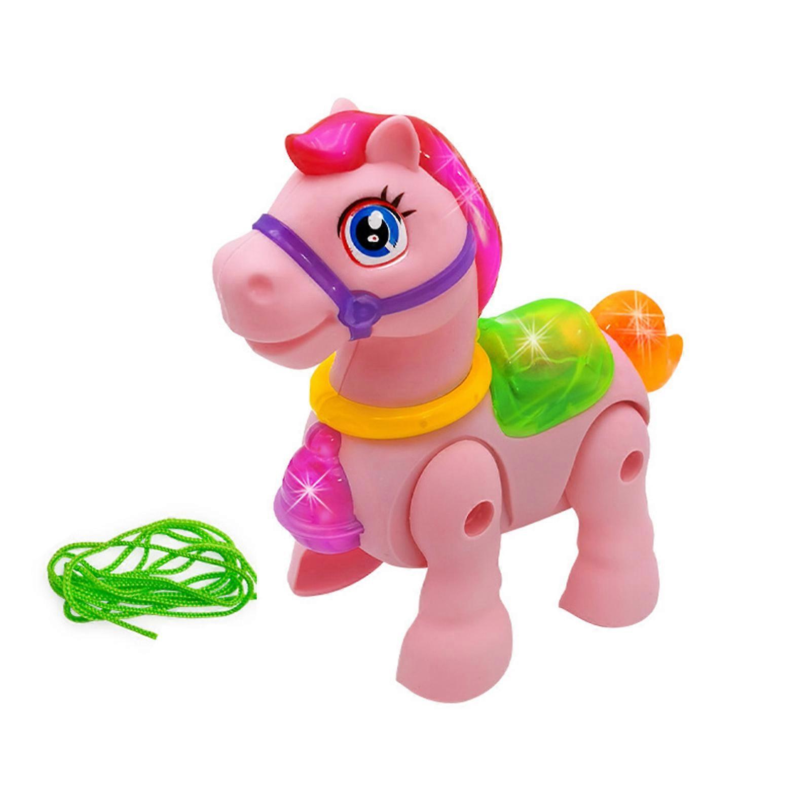 Dynamic Music and Light Effects Electric Pulling Horse Toy for Auto Follow Fun with Random Colors Kids Multicolor