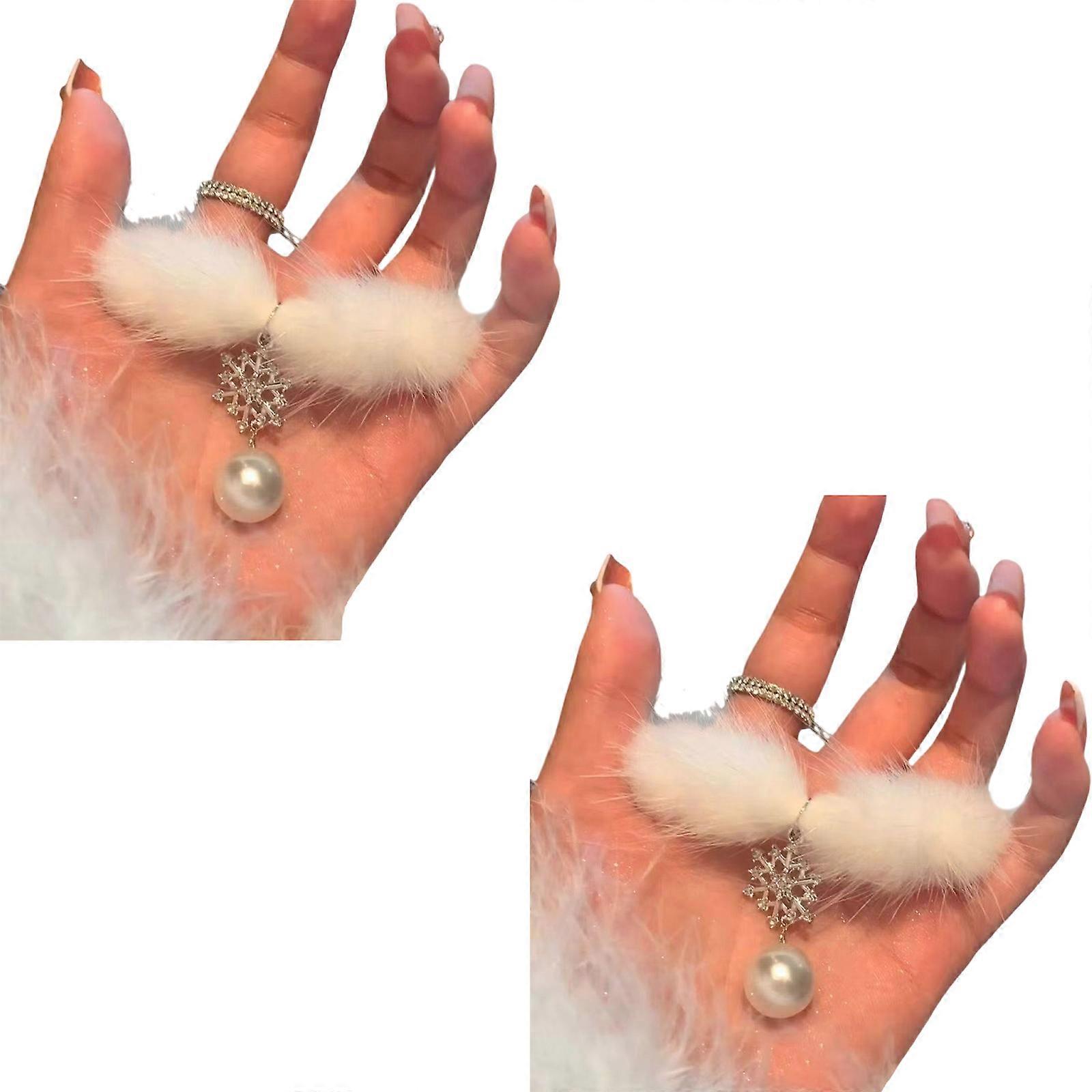 Festive Snowflake Pearls Necklace Delicate Feather Design Pendant Clavicle Chain For Parties Weddings Formal Event Multicolor