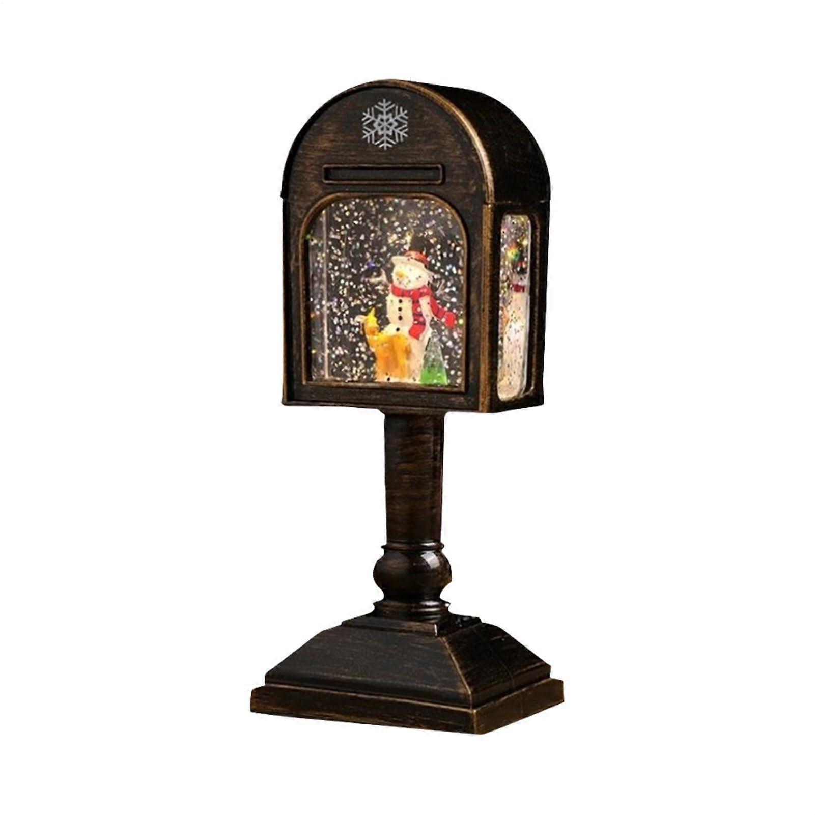 Christmas Snow Globe Lantern with Music and Rotating Figurine for Holiday Decor and Winter Parties