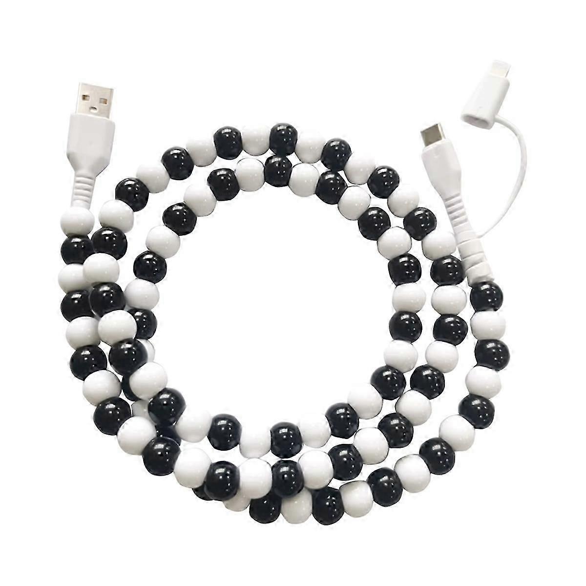 Portable Beaded USB C Cable 2-in-1 Multi Charging Handmade Colorful Fashion