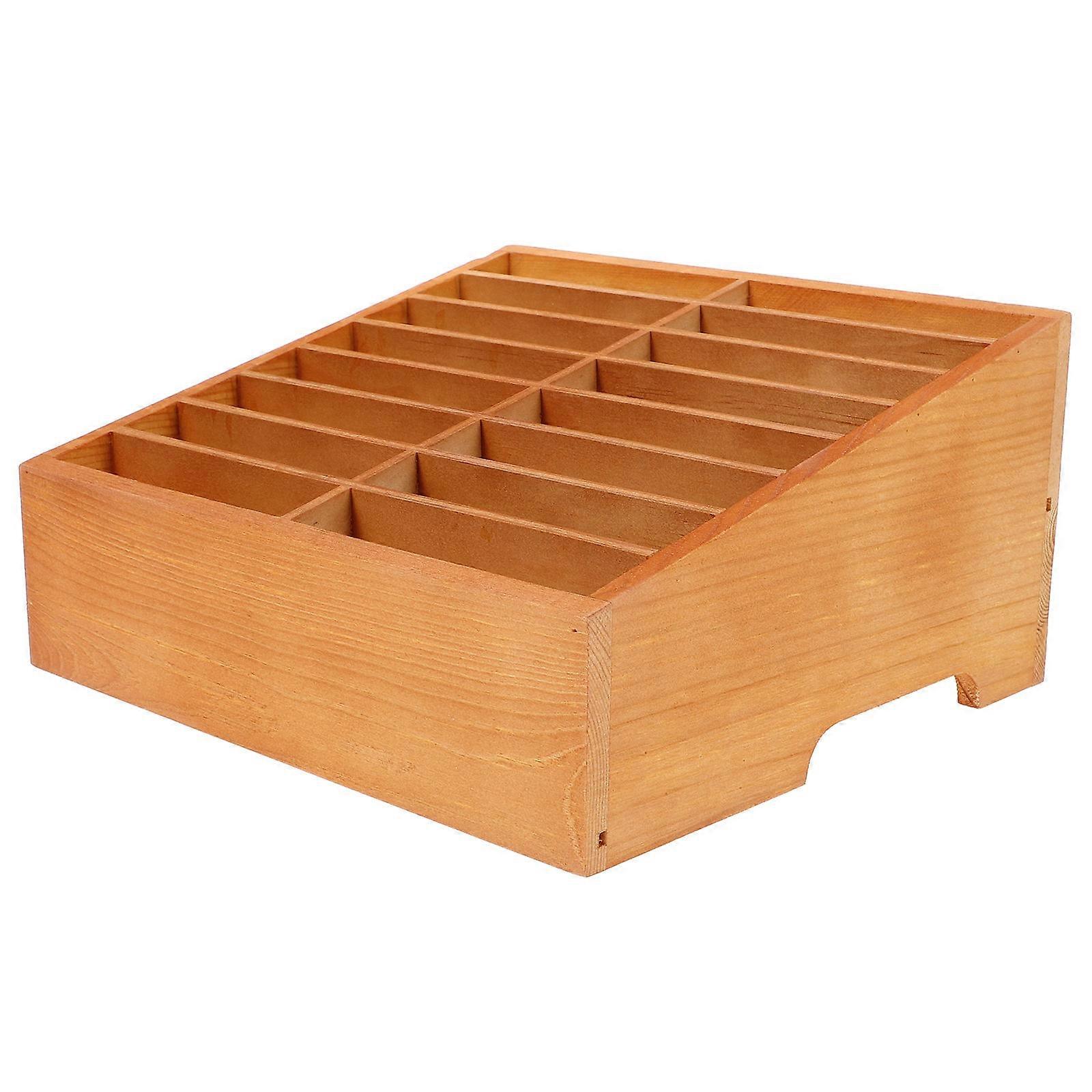 Cell Phone Holder Wooden Phone Management Storage Box for Desktop Use 16-Grid
