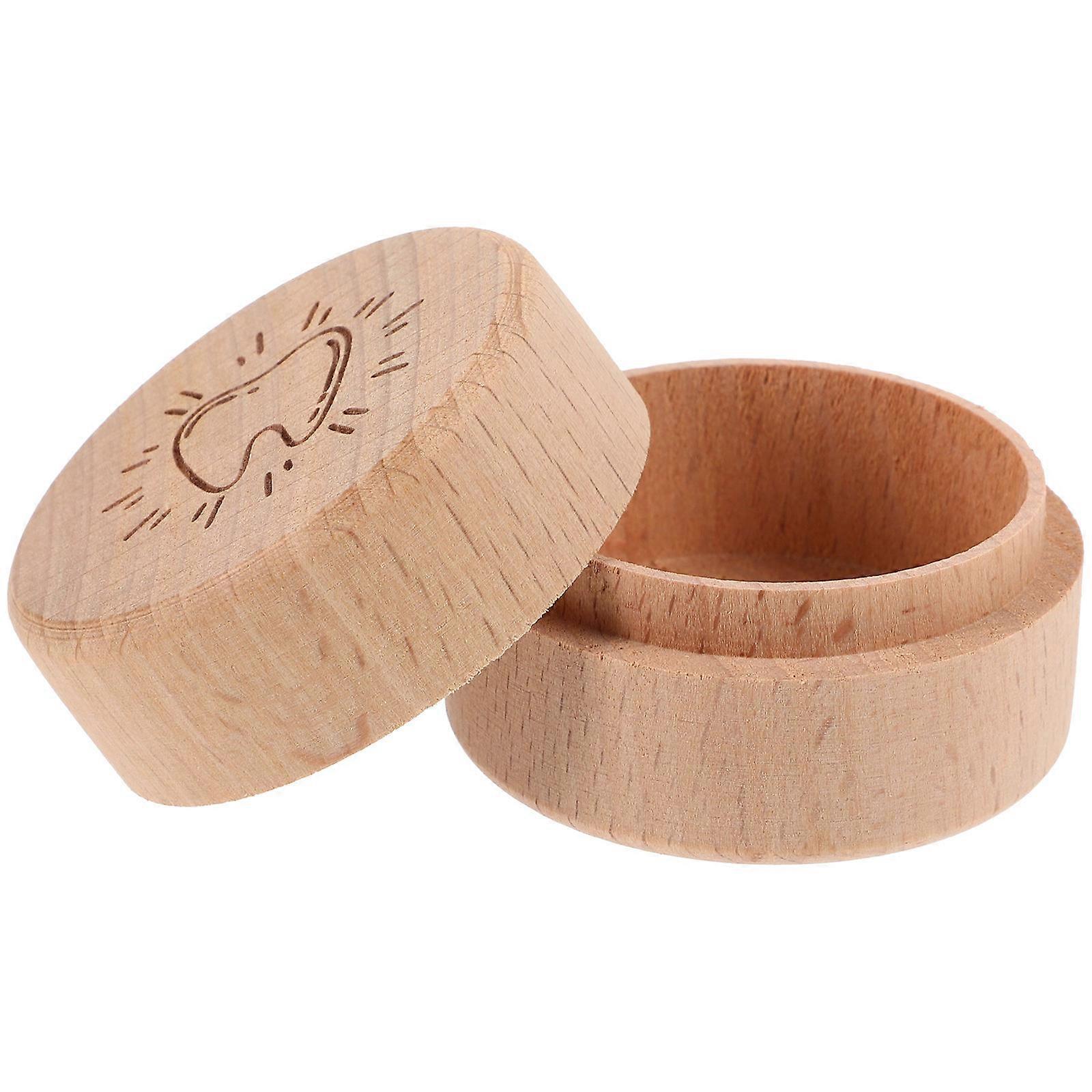 Baby Tooth Keepsake Storage Box Wooden for Organizing Teeth 2Pcs Multi