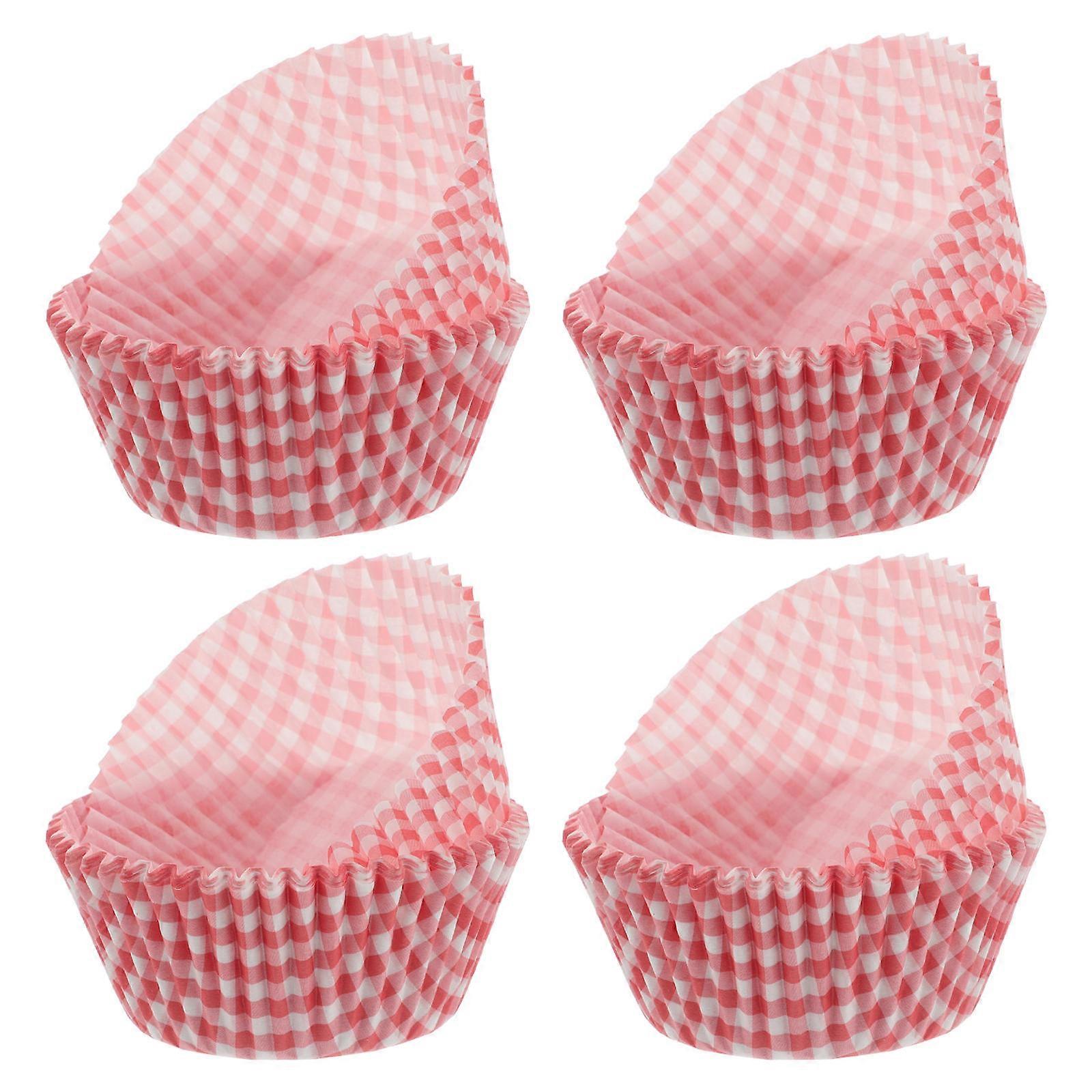Egg Cake Paper Cups for Cupcake Holding 100Pcs Red Checkered Baking Cups