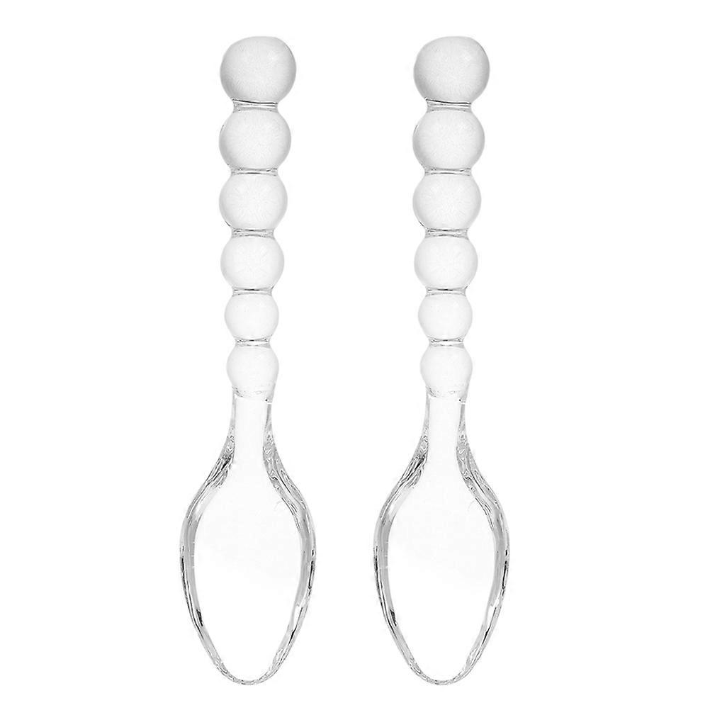 Sweet Dessert Glass Fork for Serving 2Pcs Creative Glass Spoons for Kitchen Use