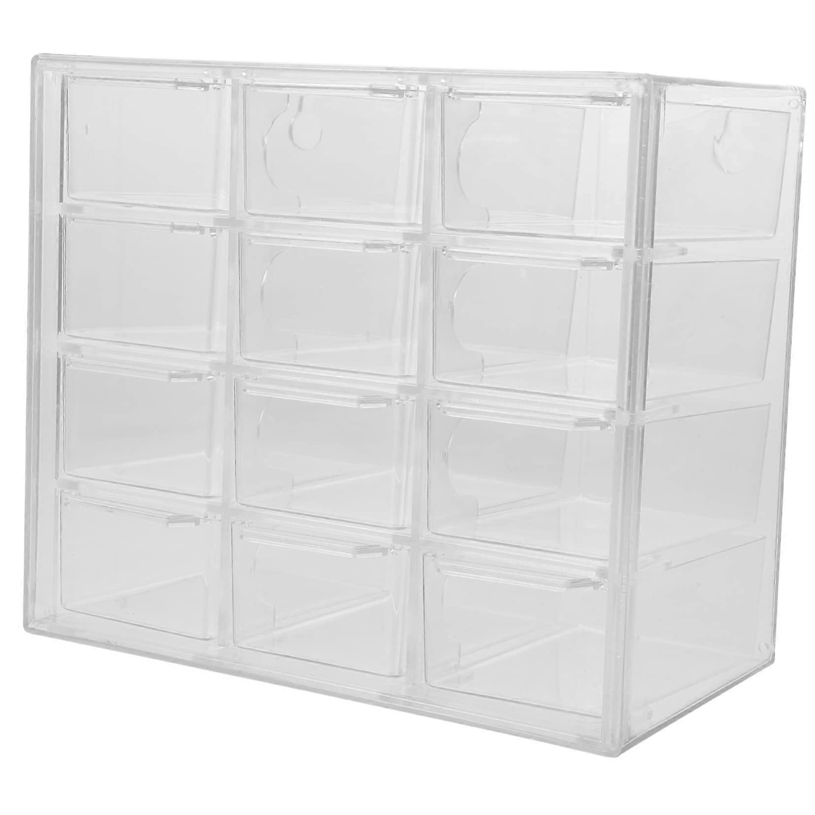 12Compartment Desk Organizer with Clear Drawer Storage Box for Office, Home, Cosmetics and Stationery