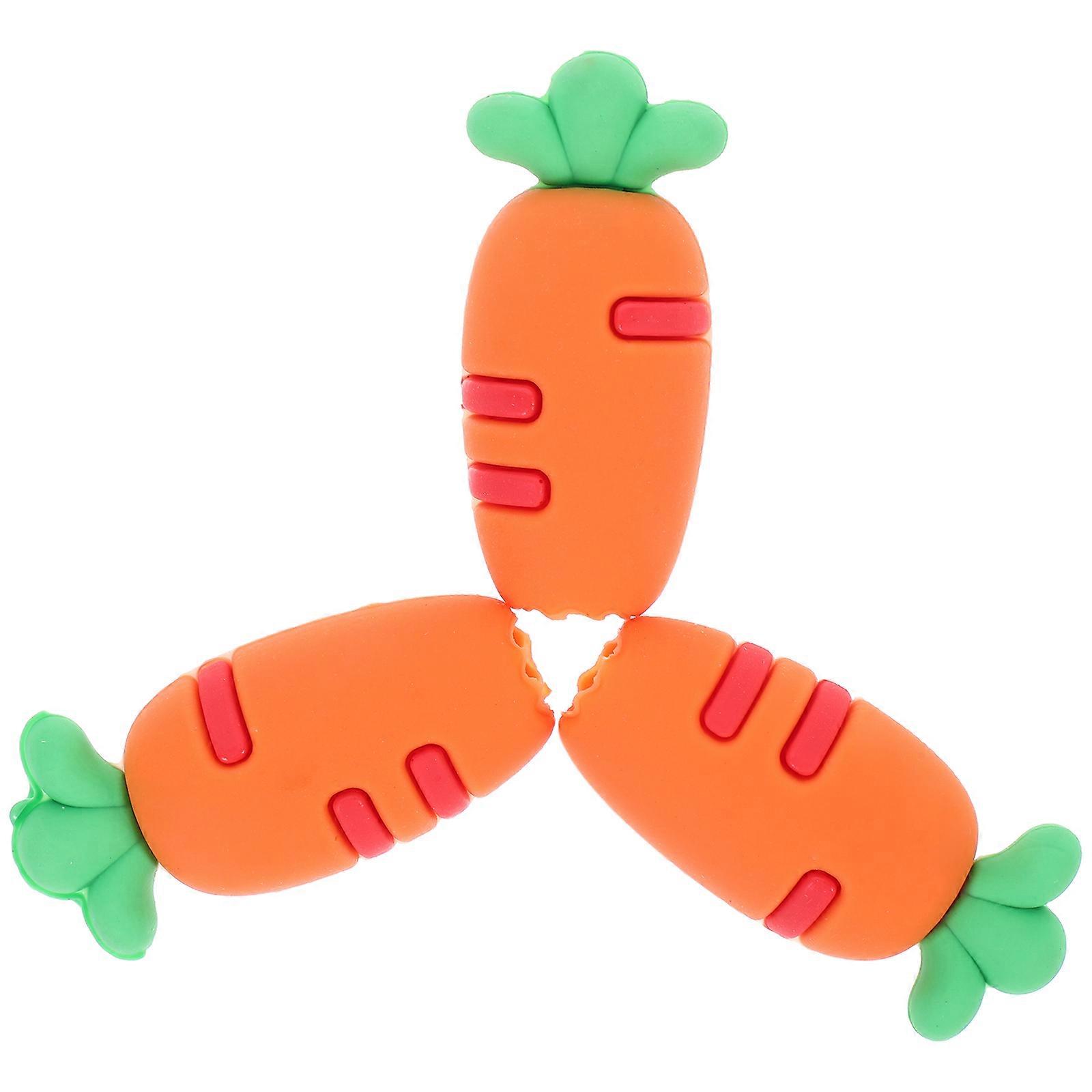 Orange Silicone Carrot Pencil Caps for Classroom 3Pcs
