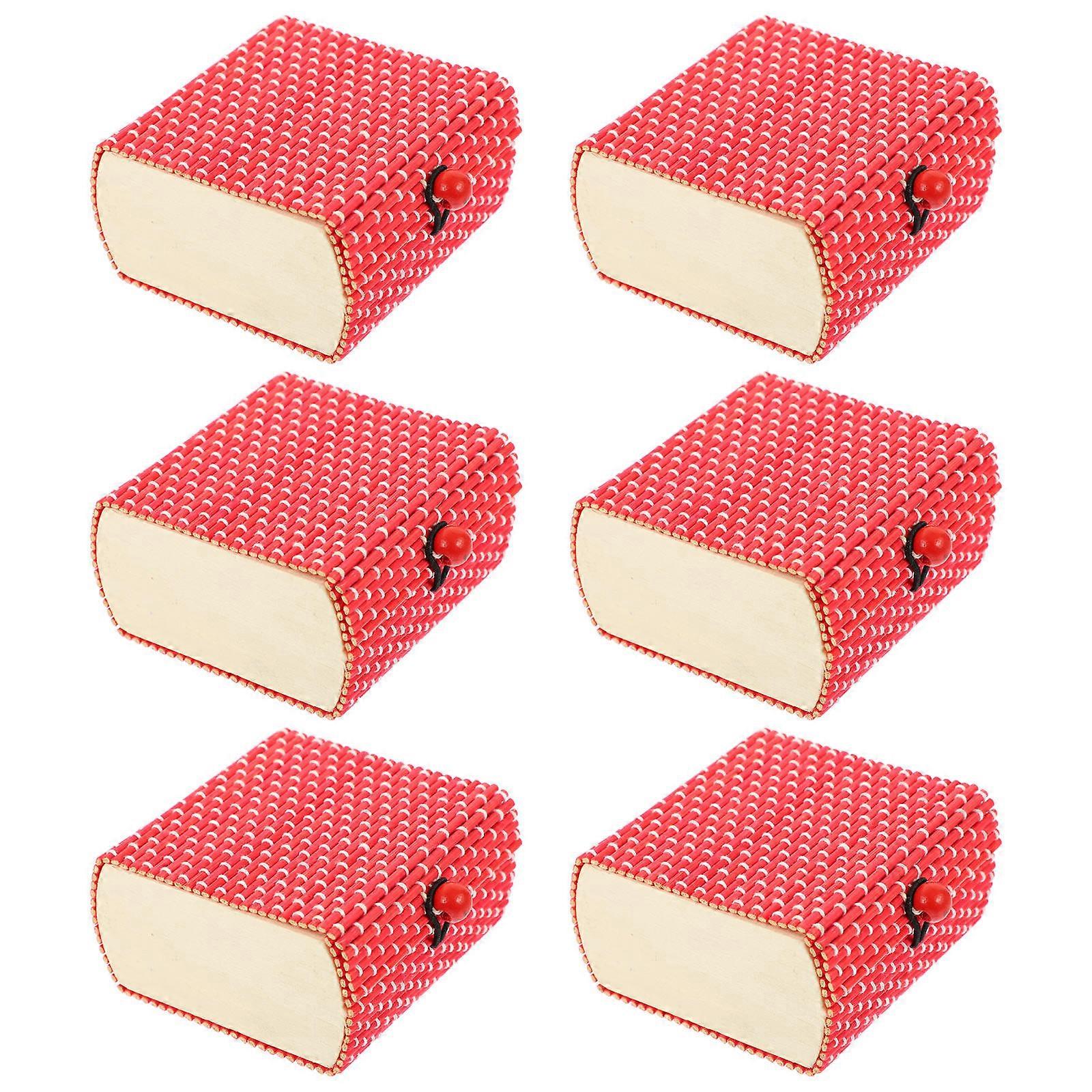 Cane Treasure Chest Bamboo Storage Box for Storage 18Pcs Red