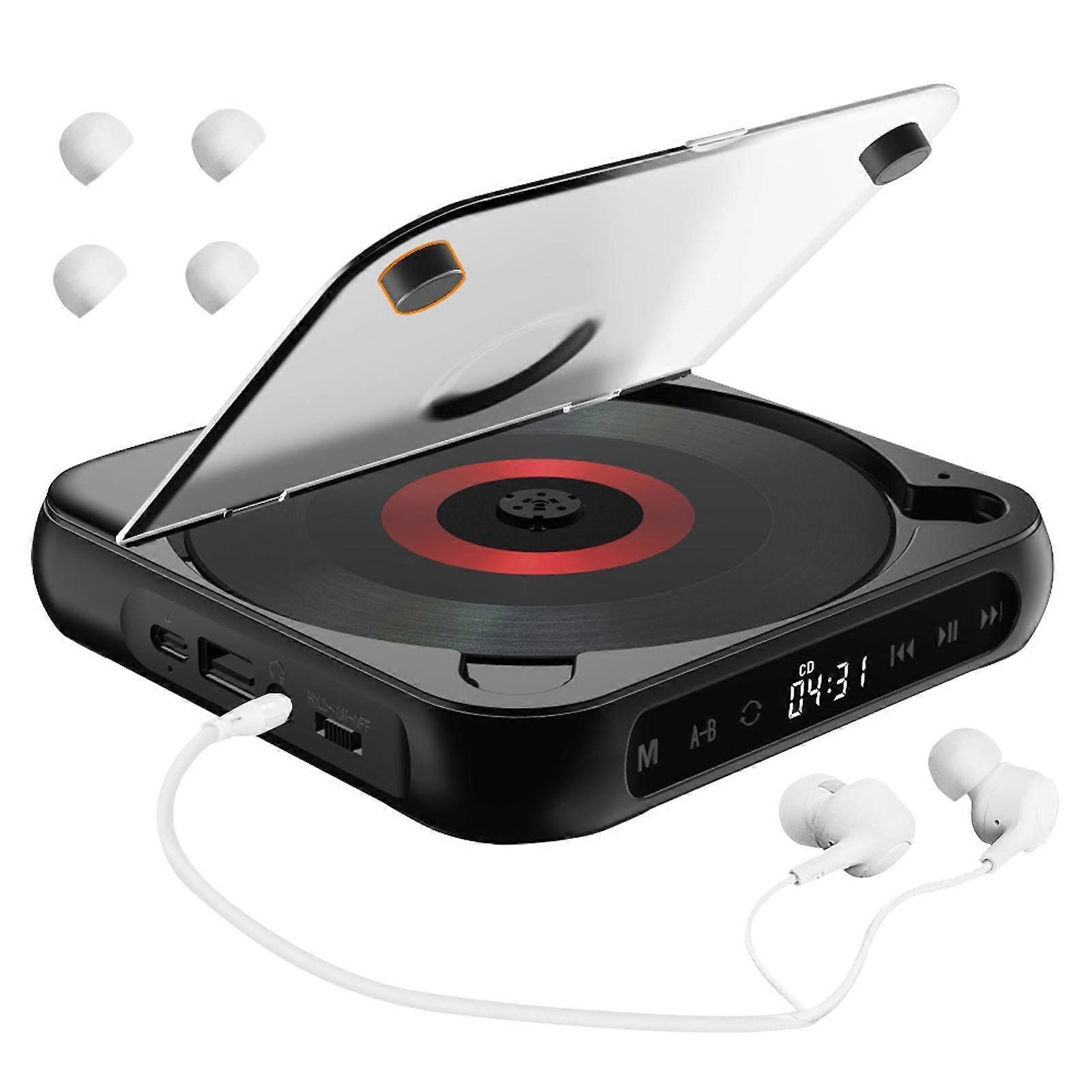 Portable Wireless CD Player with Headphones, Touch Screen, AntiShock, Rechargeable for Car and Home