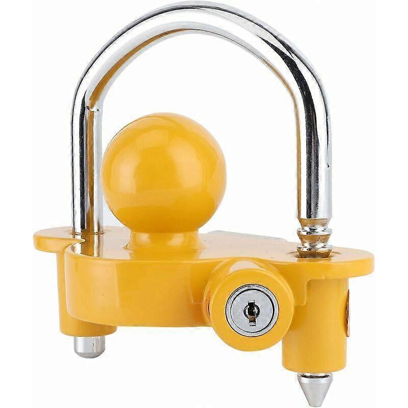 Rustproof Yellow Trailer Lock with 2 Keys for Horsebox Caravan Trailer
