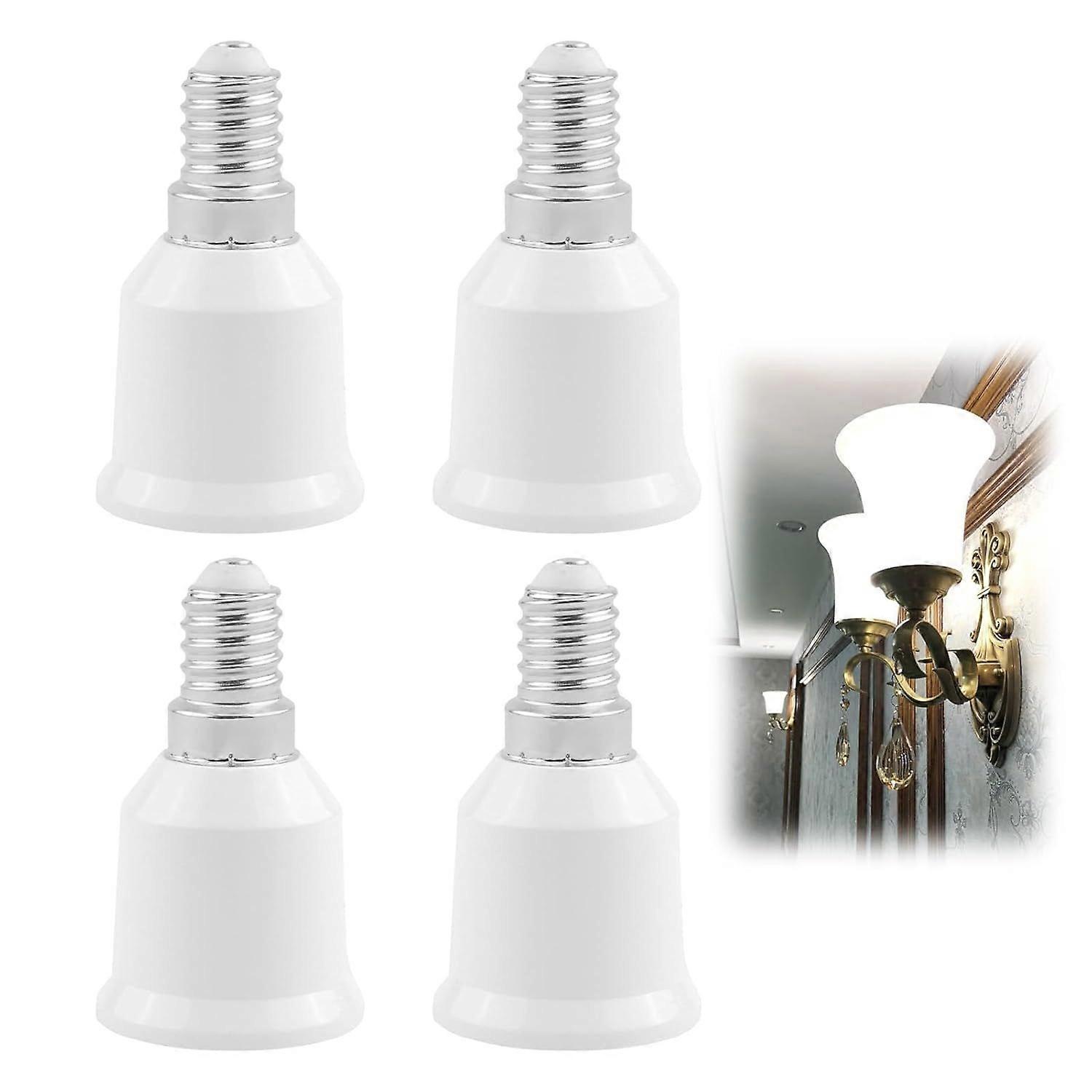 4-Piece E14 to E27 Bulb Socket Adapter, E14 to E27 220V Socket Converter, Lamp Adapter for LED Bulbs, Incandescent Bulbs, CFL Lamps, Halogen Lamps