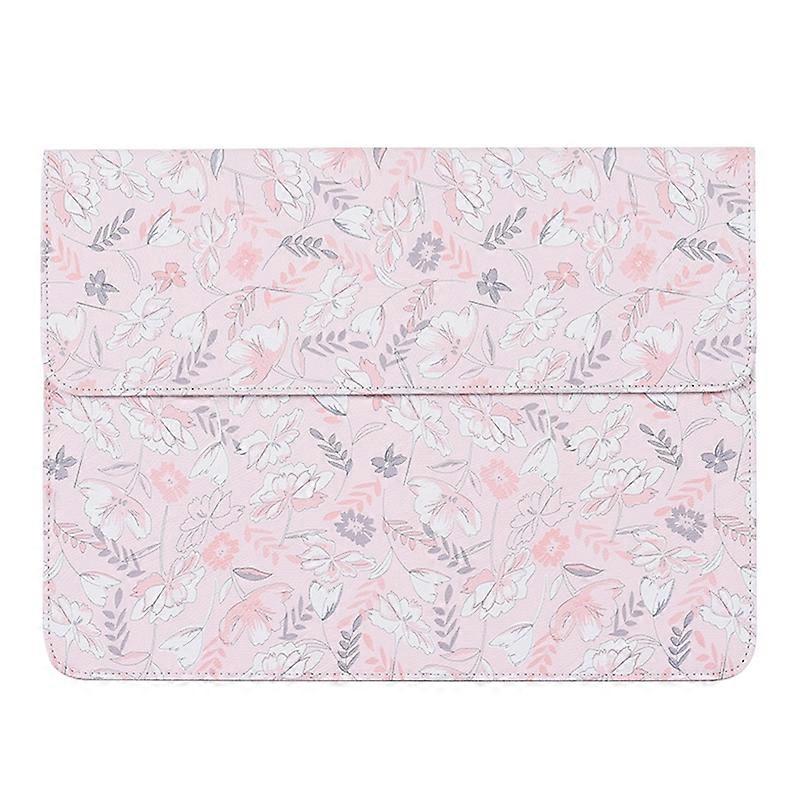 CANVASARTISAN E4-01 Flower Leaf Pattern PU Leather Laptop Sleeve Notebook Shockproof Case Carrying B