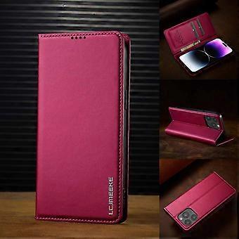 Case For Iphone 13/14 Red Magnetic Leather Flip Card Slot No74