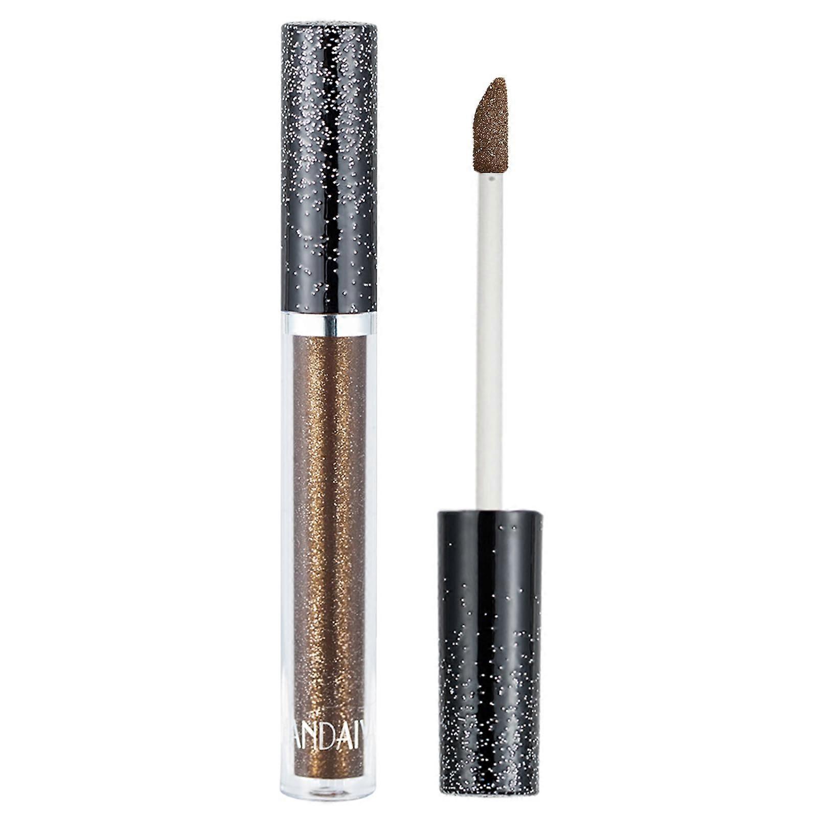 Dark Brown Liquid Glitter Eyeshadow Long Lasting Smudge Proof Easy Apply Eye Makeup