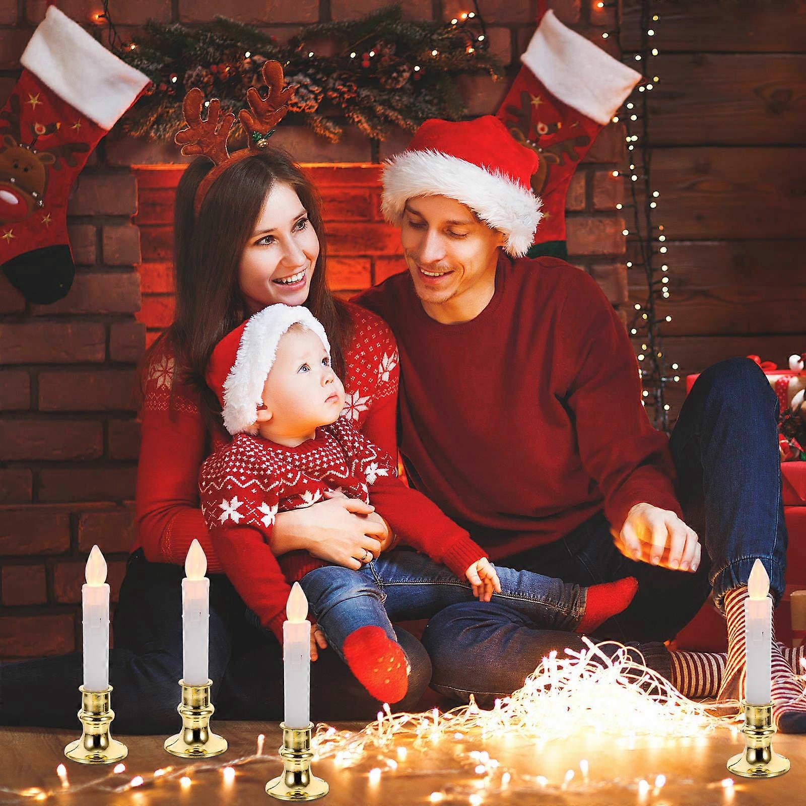 Simulation Candle LED Light Electric Candle Lamp for Incense 12Pcs White