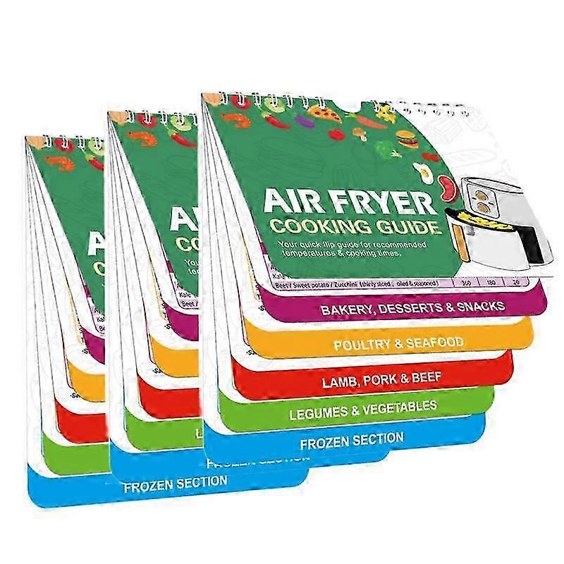 3Pcs Air Fryer Cheat Sheet Magnet Frying Quick Reference-Guide Cooking Schedule Stick 2025