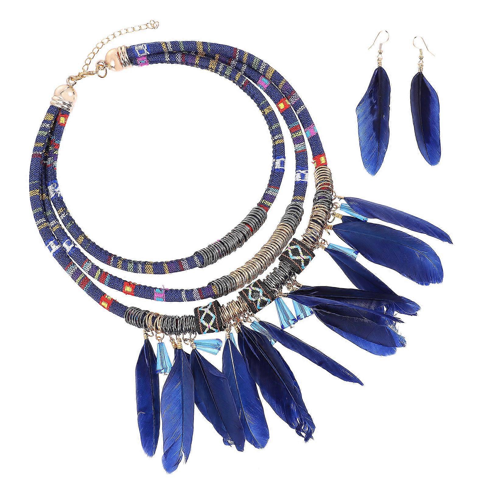Fringed Necklace Earring Set for Women 1Set