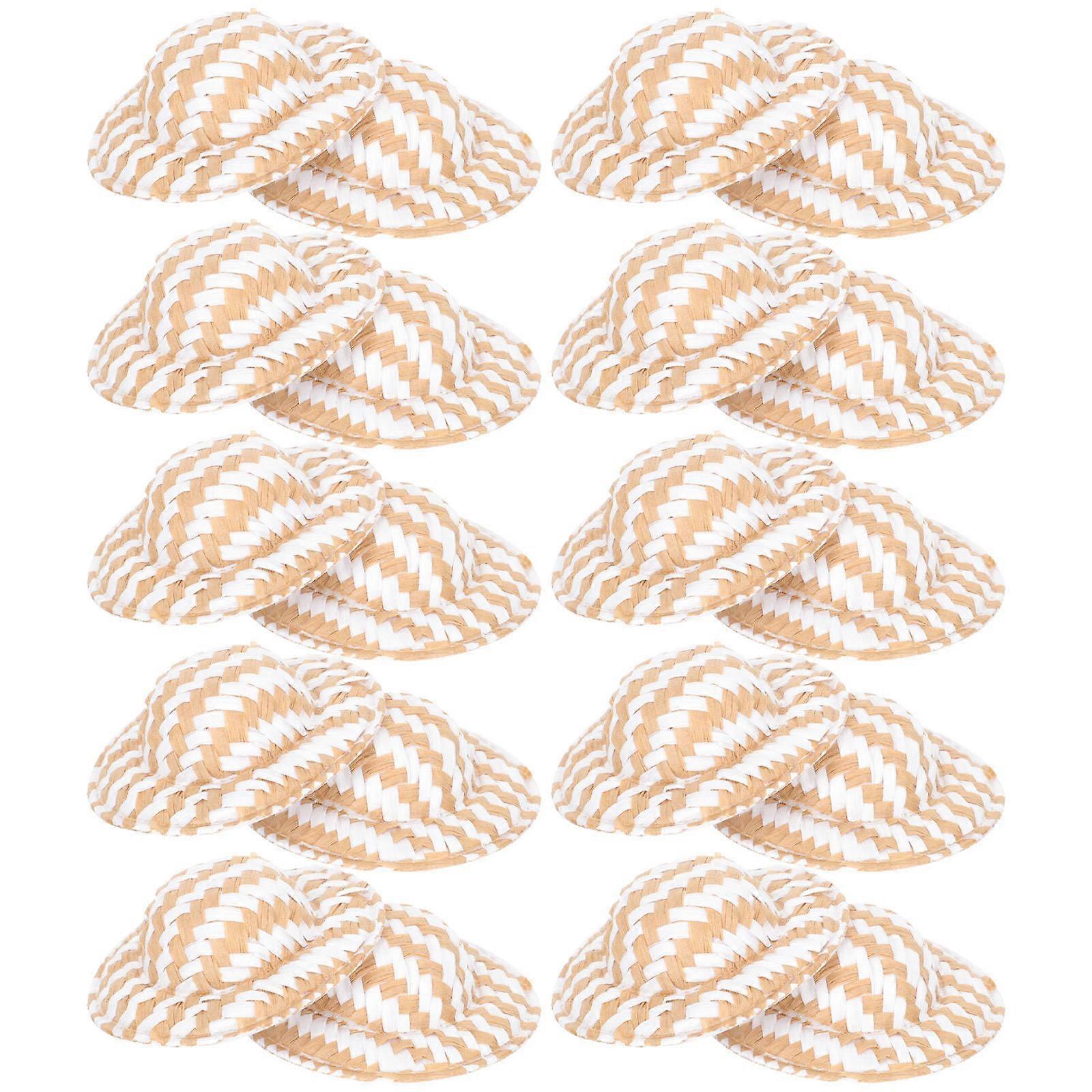 Miniature Woven Hat Small Doll Hat for Decor 20Pcs DIY Accessory