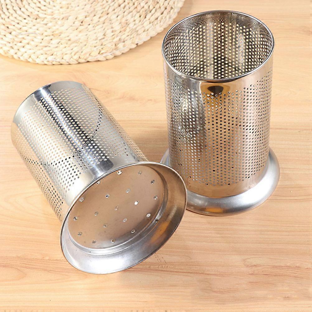 Kitchen Straw Storage Tubes Stainless Steel Holders with Mesh 2Pcs