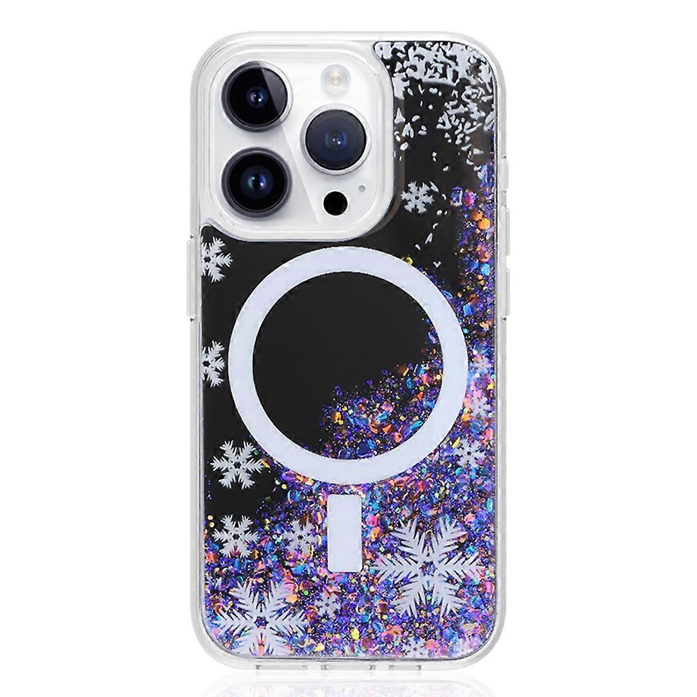 JAUCASE For iPhone 15 Pro Case Flower Pattern Mirror Surface TPU+PC Magnetic Cover
