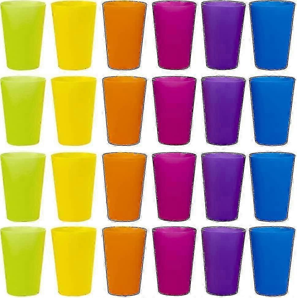 24 Pcs Reusable Plastic Cups, 6 Bright Colors Plastic Cups For Kids, Camping