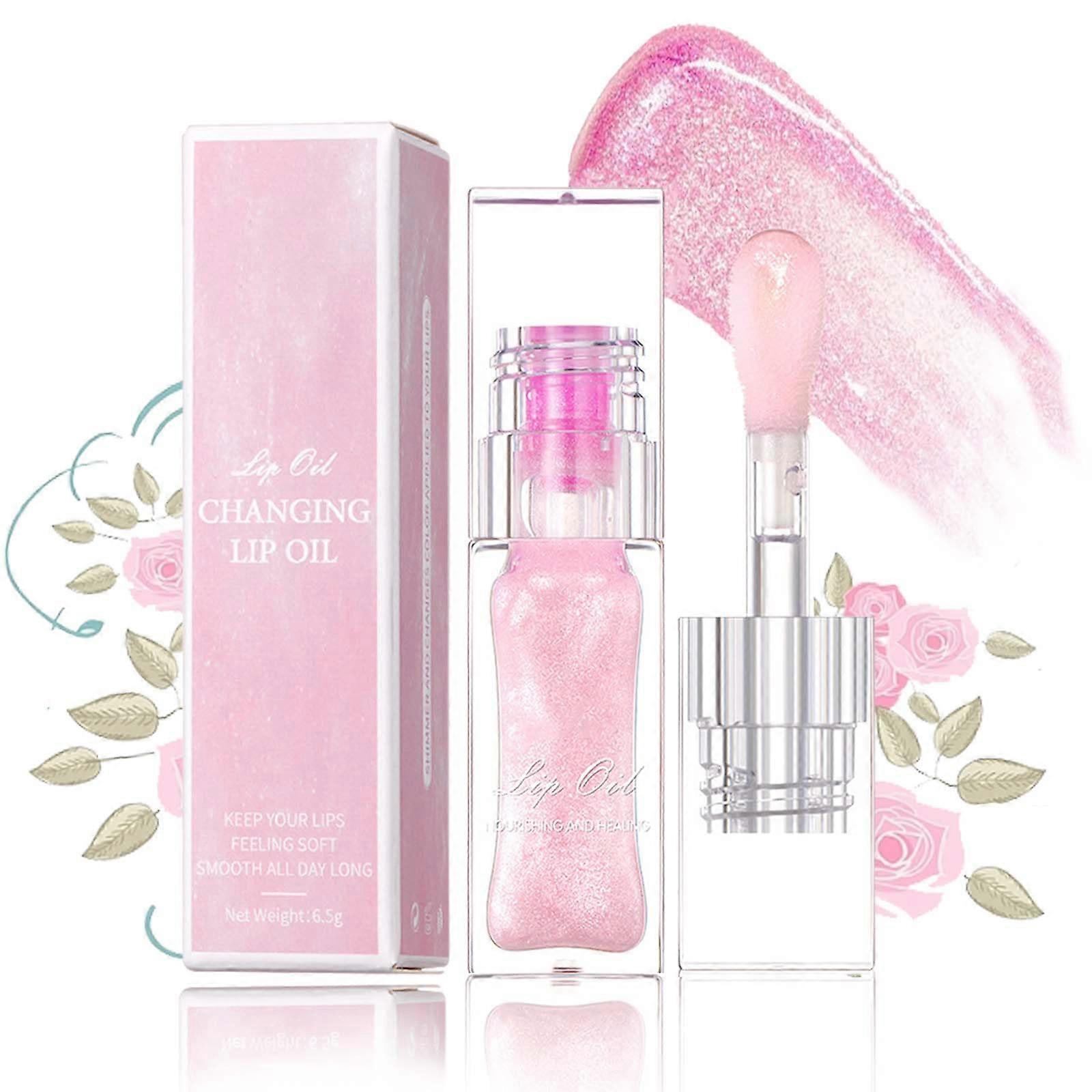 Color Changing Lip Oil Pink with Plumping Gloss Effect and Deep Hydration for Soft Lips 1PC