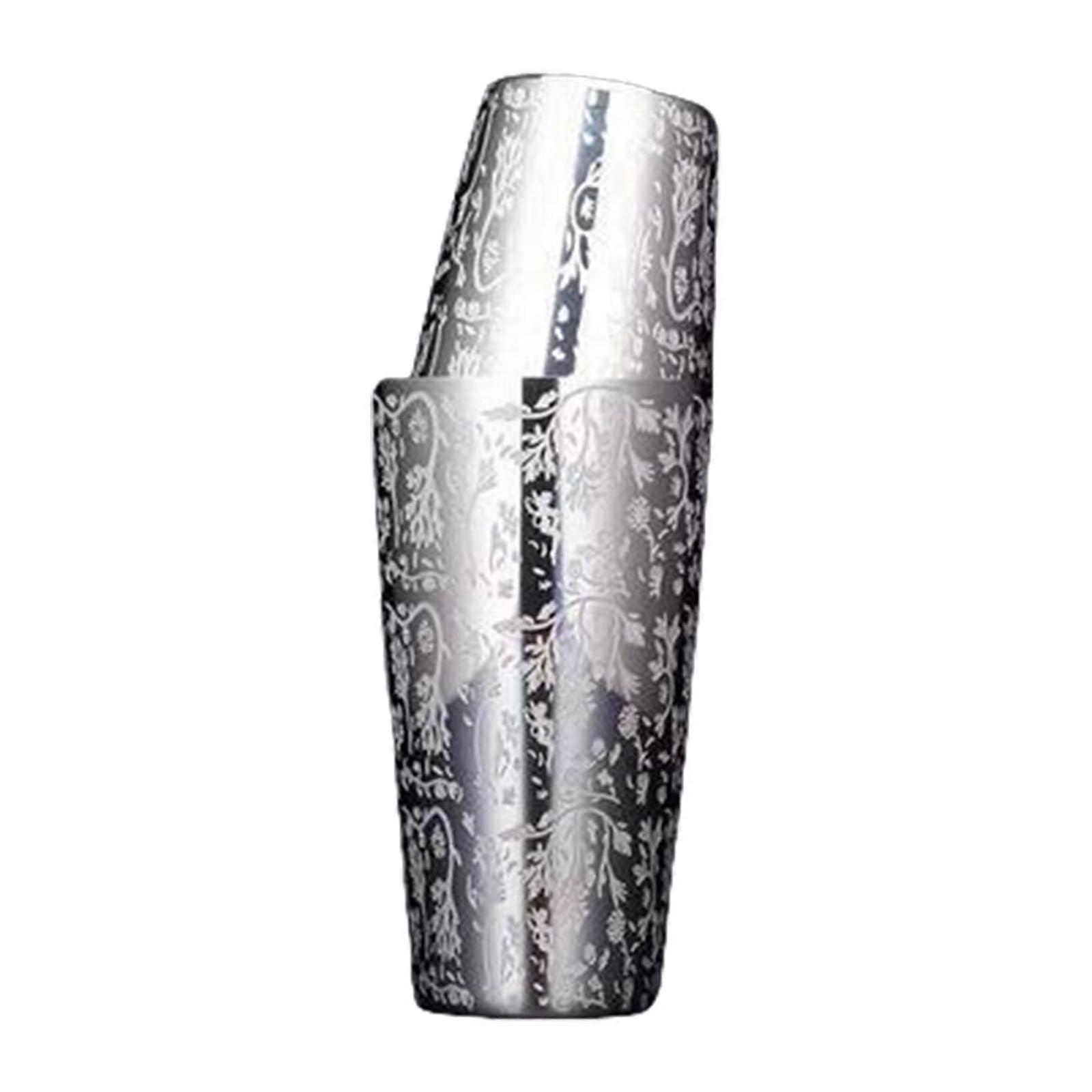 Cocktail Shaker with Japanese Pattern, Large Capacity 304 Stainless Steel Bartending Tool