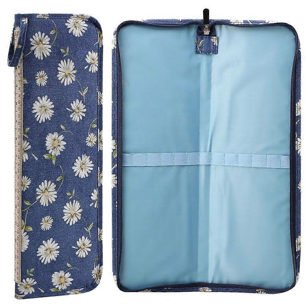 Knitting Needle Case Large Capacity Organizer Fits 40cm Long Needles with 13 Elastic Holders