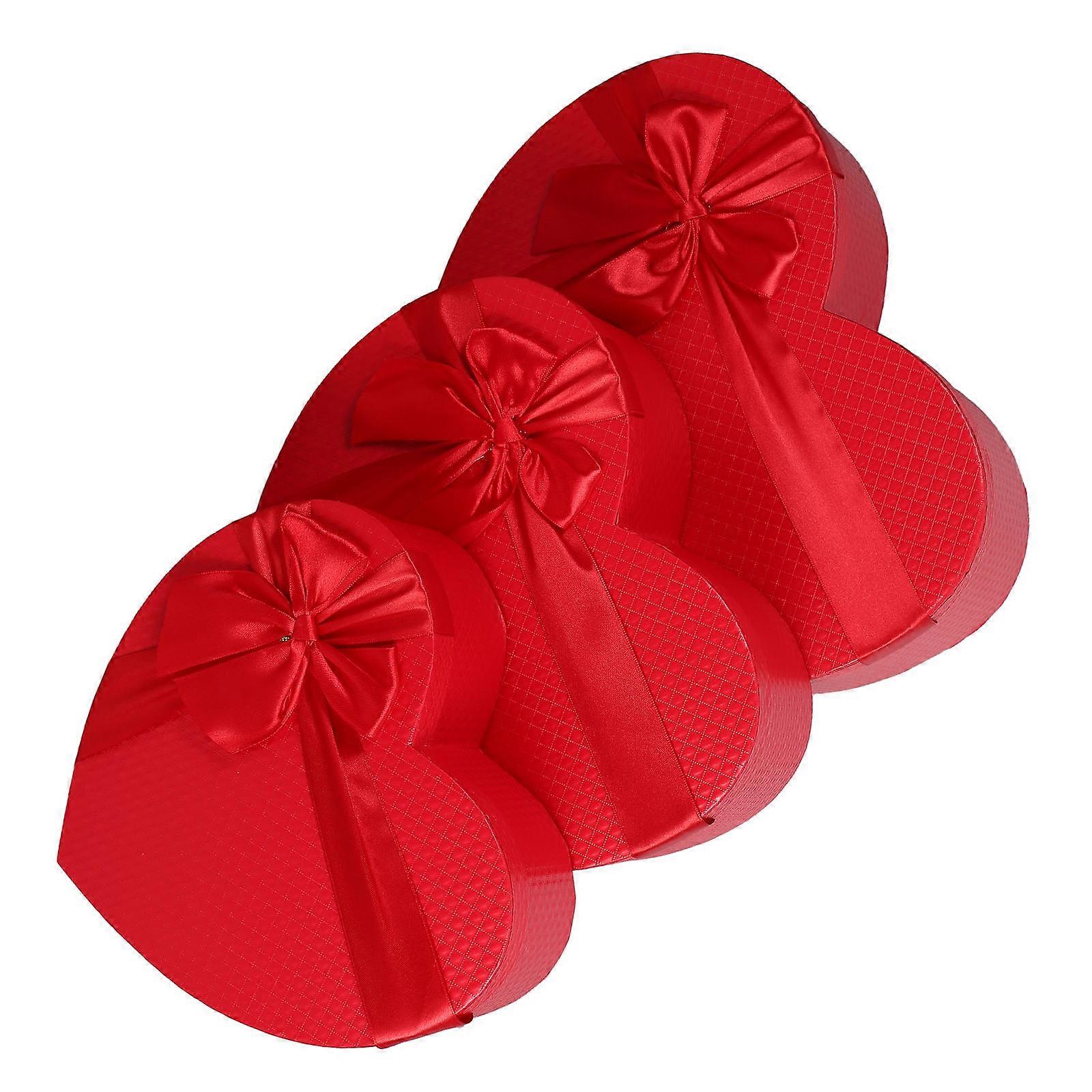 Heart-Shaped Present Box for Storing 3Pcs Delicate Wrapping Boxes Red