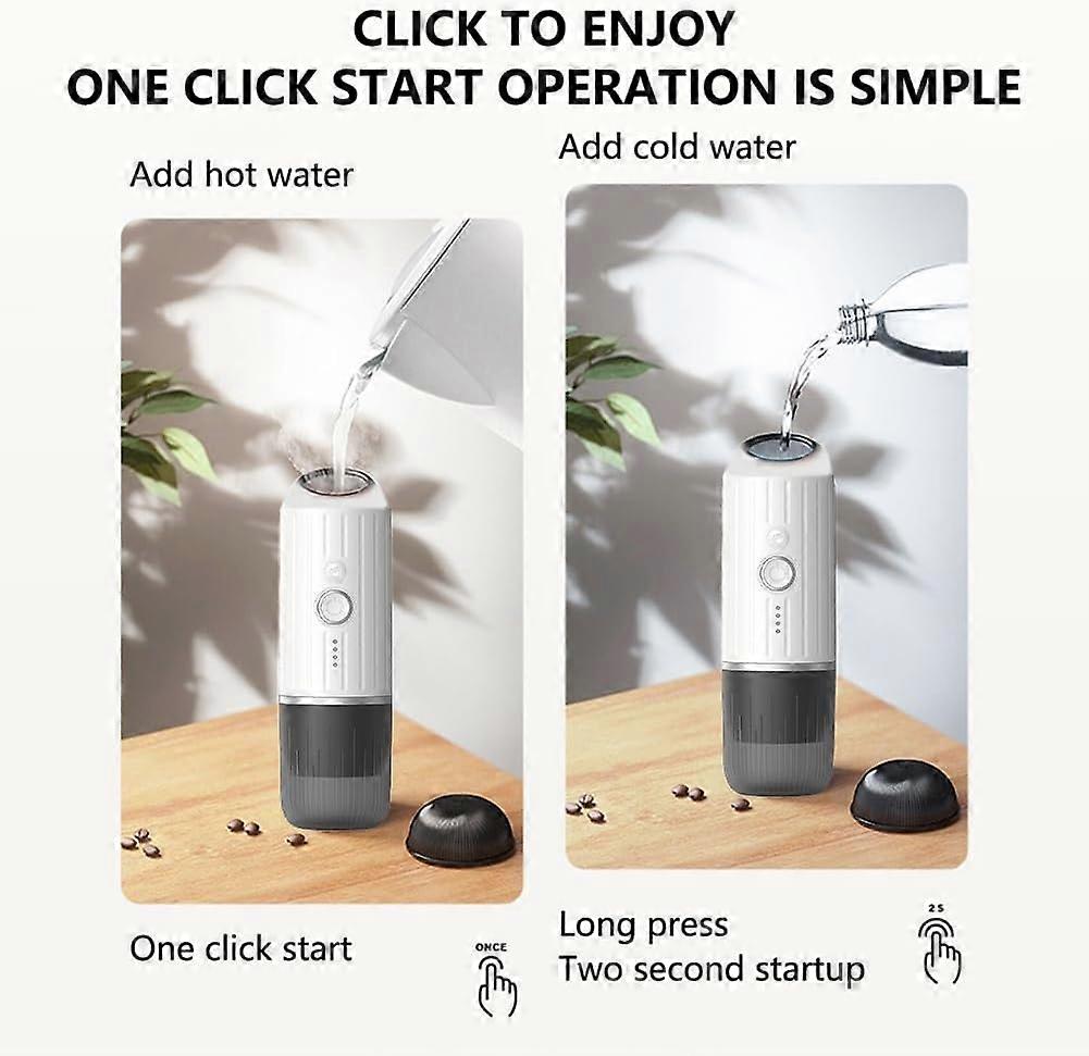 Portable Coffee Maker USB Rechargeable Mini Espresso Machine Capsule and Ground Compatible for Travel