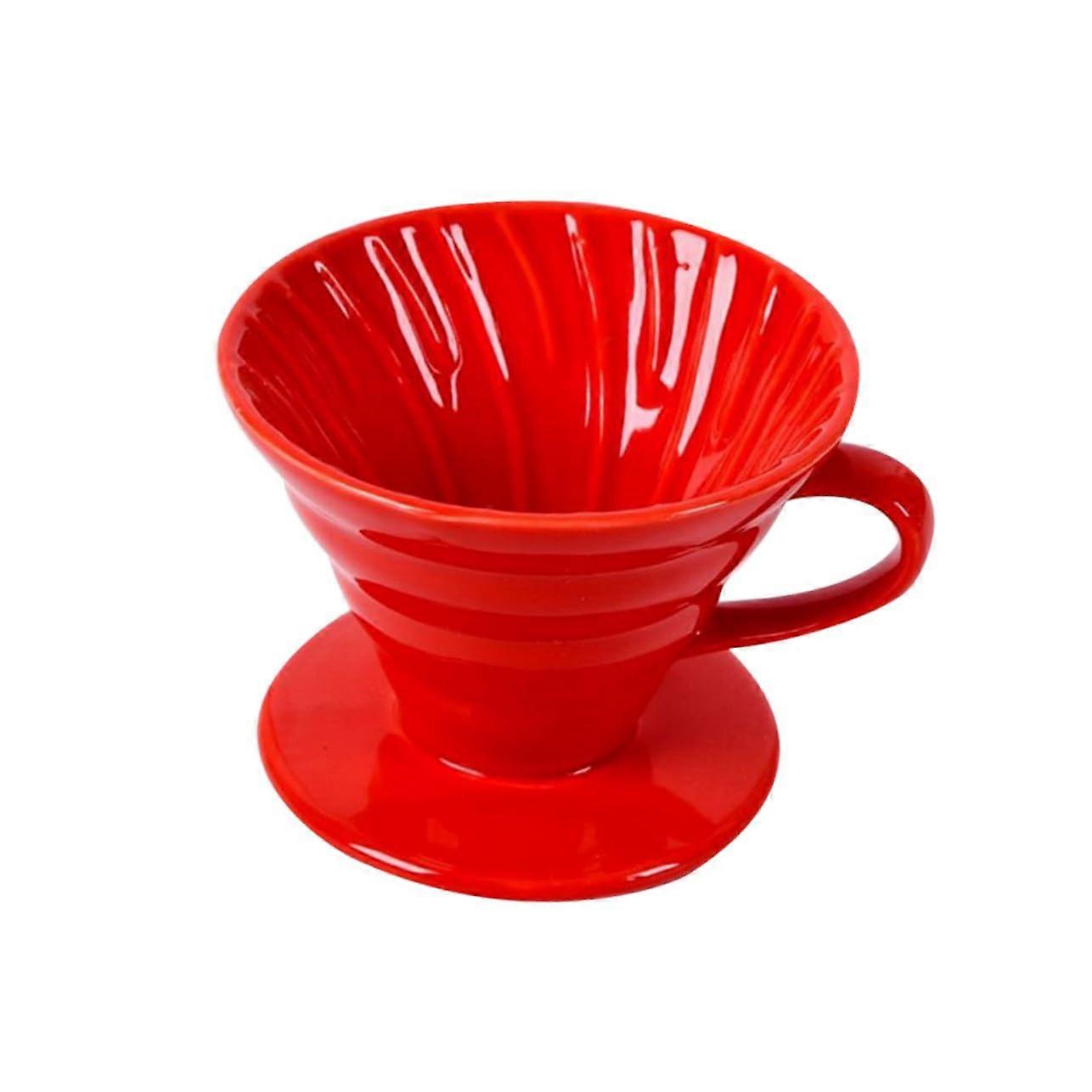Handmade Red Ceramic Pour Over Coffee Maker with RustResistant Filter Cup for Home and Office
