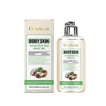 L'huile corporelle à la noix de coco, aux ingrédients doux, nourrit et hydrate la peau.