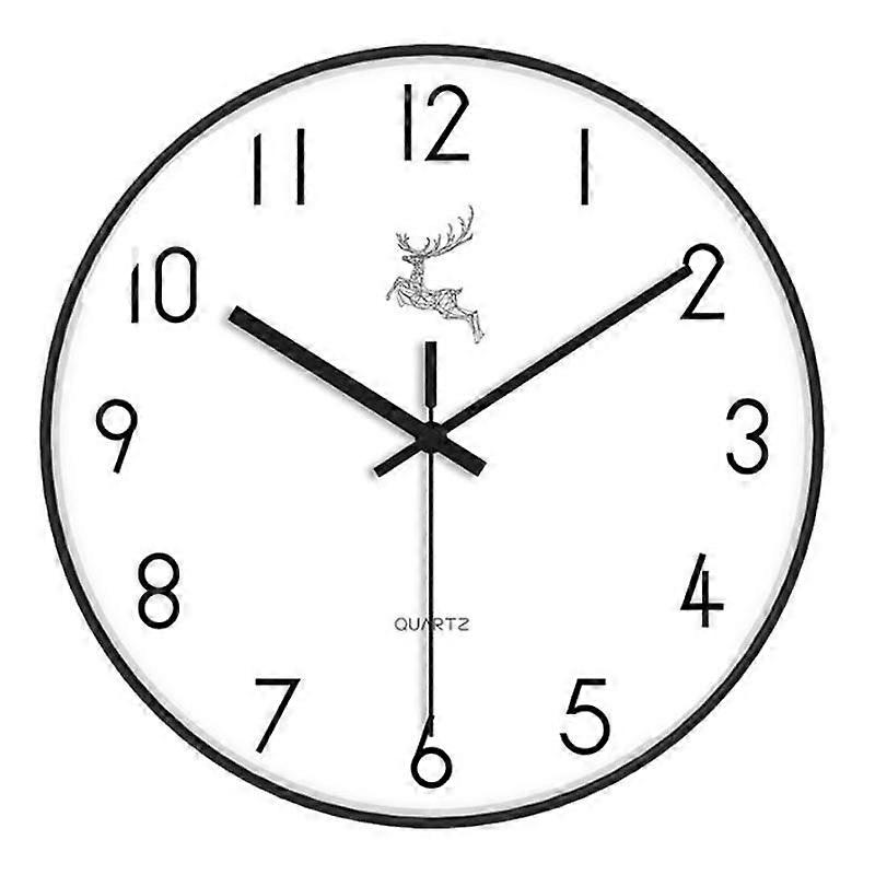 12 Inch No Drill Wall Clock, Style: Gray Deer
