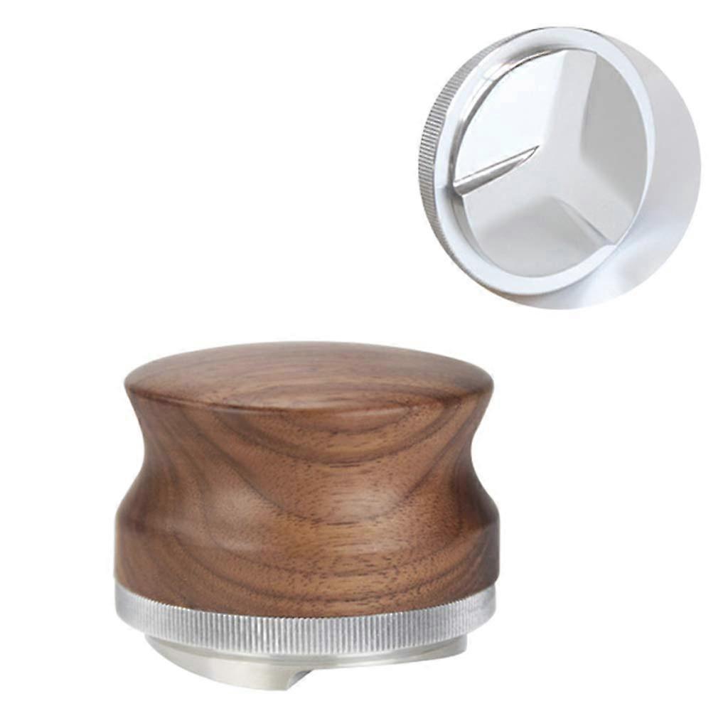 53mm Coffee Tamper with Walnut Handle Adjustable Espresso Distributor Stainless Steel Leveler