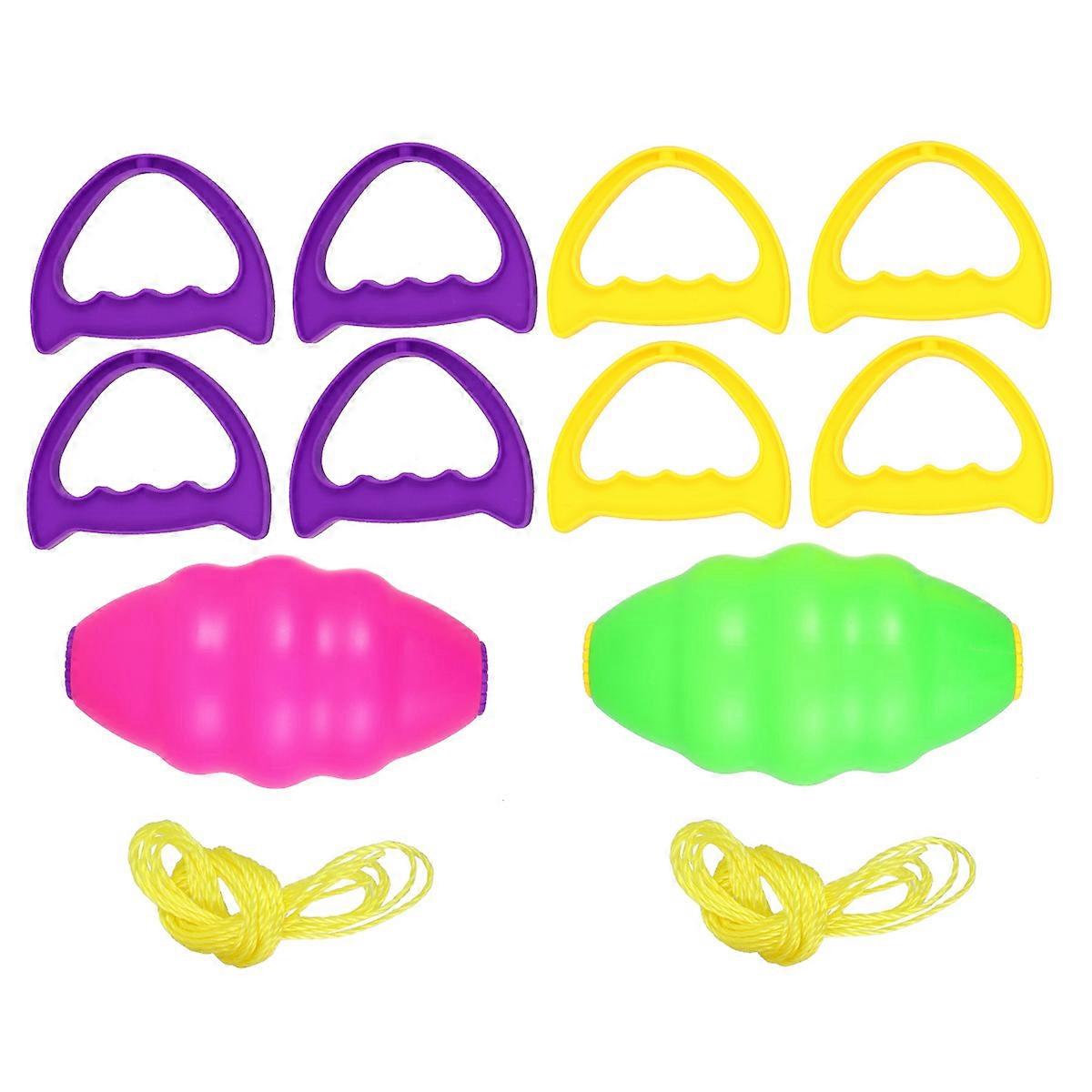Double Combination Pull Toy for Kids Outdoor 4Pcs Interactive Shuttle Balls