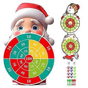 Stor jul Santa Claus Dartboard Kids Dart spill sett med 12 Sticky Balls 6 Darts 2 kroker Barn Innendørs Utendørs Party Game
