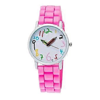 Watch for Children Kids Cartoon Quartz 1Pcs Pink Wrist Watch for Learning Time