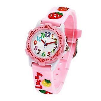 Sunrain Waterproof Kids Watch Quartz Wristwatches compatible with Boys Girls, Strawberry Pink [MI]