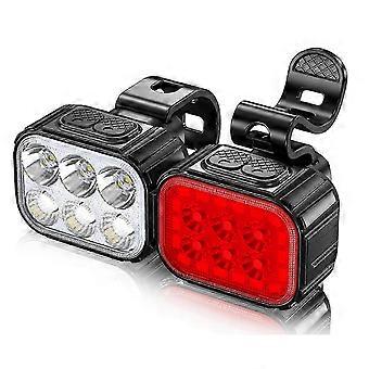 Wiederaufladbare Fahrradlampe vorne und hinten, LED-Fahrradlichtset mit hoher Helligkeit, Sicherheitswarnlicht für Mountainbike-Nachtradfahren
