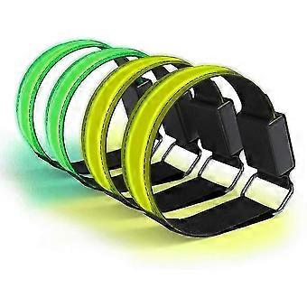 4 brazaletes LED recargables, luces reflectantes de seguridad para correr de noche y deportes al aire libre.