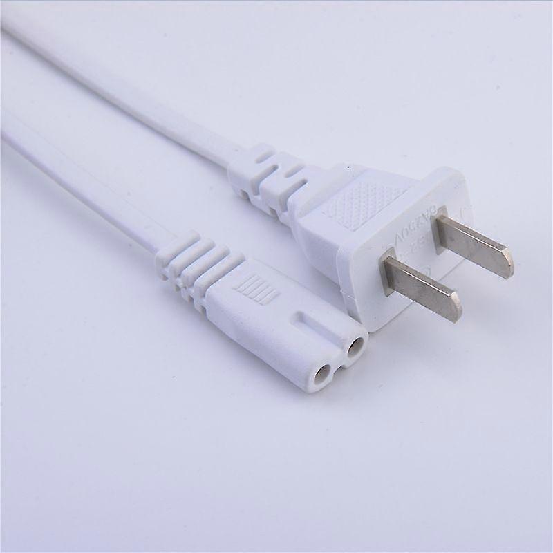 5ft long white 2 pole AC power cord cable plug